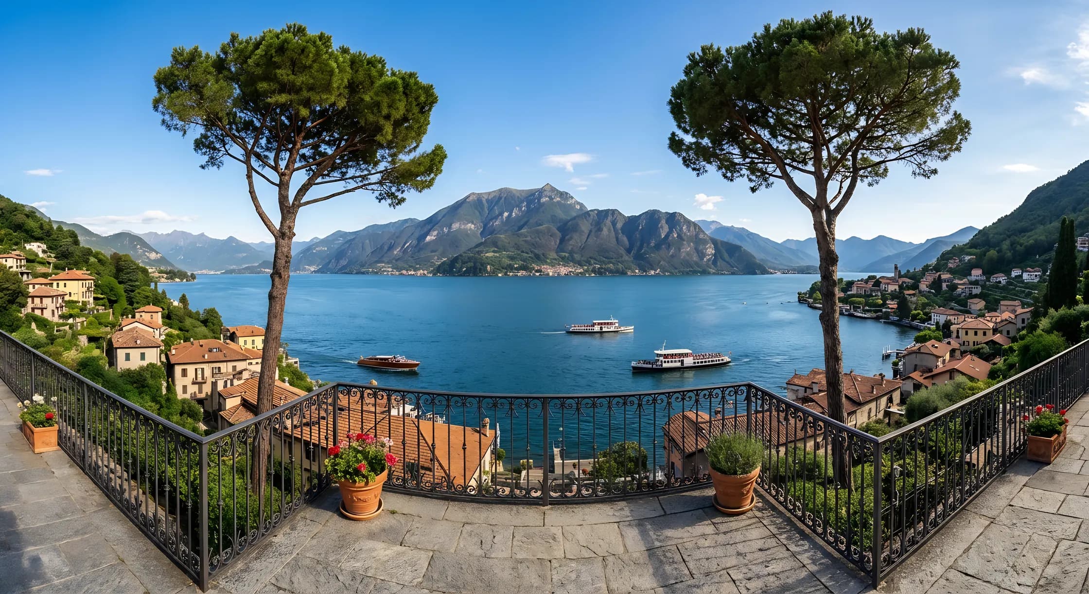 A villa terrace overlooking Lake Como.