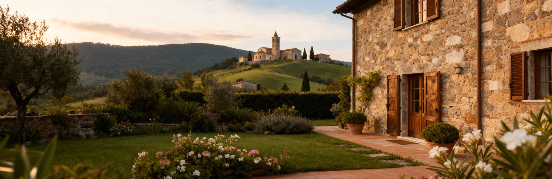 Charming rural houses for sale in Lucca, surrounded by tranquil hills and historic medieval walls.