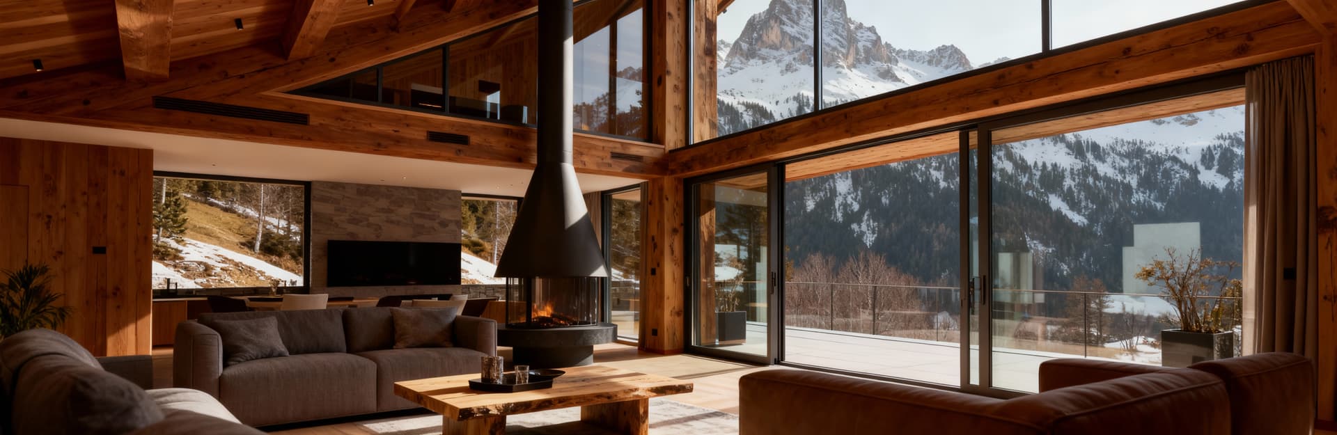 Luxury apartments for sale in the Alps, featuring stunning mountain views and elegant architecture in a pristine natural setting.