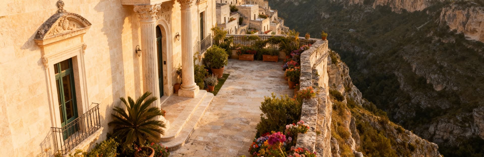 Elegant historic buildings for sale in Matera, Basilicata, surrounded by stunning landscapes and rich cultural heritage.