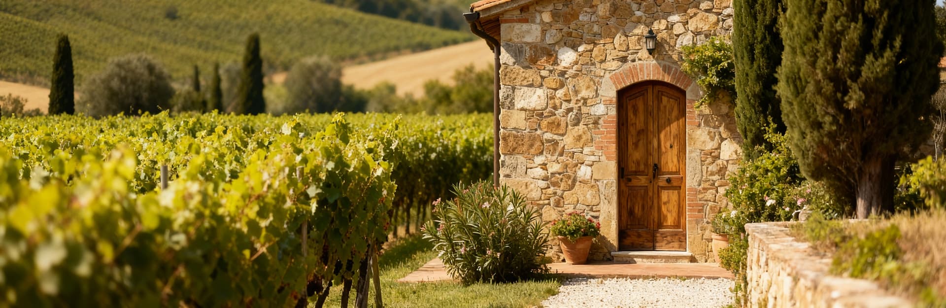 Stunning rustic properties for sale in Chianti, showcasing scenic Tuscan landscapes, vineyards, and historic charm.