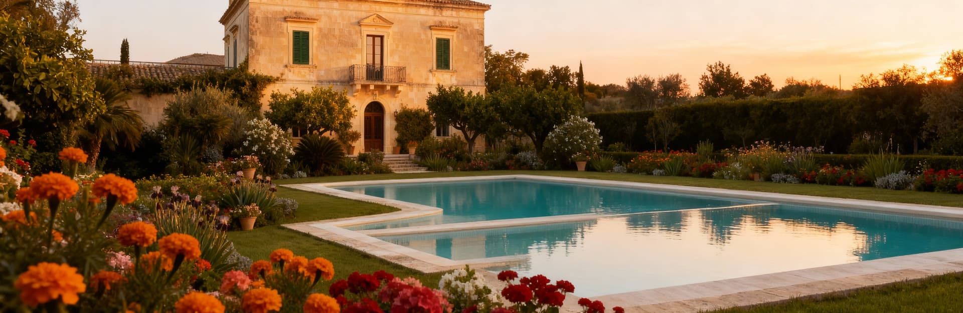 Luxury villas for sale in Ragusa's countryside, surrounded by olive groves and stunning natural landscapes.