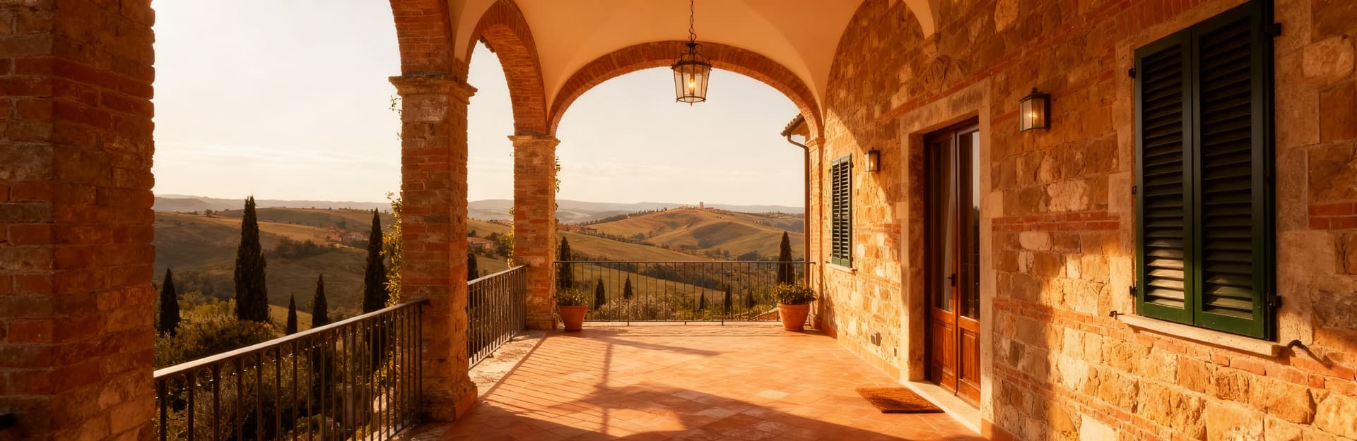 Exclusive villas for sale in Siena, blending luxury and tradition amidst stunning Tuscan hills and distant sea views.