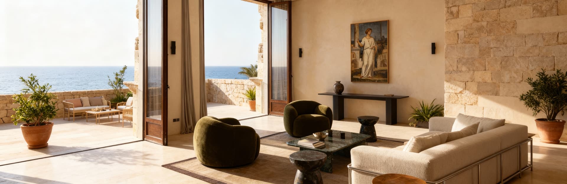 Luxurious villas for sale in Syracuse city, showcasing stunning architecture and Mediterranean landscapes with sea views.