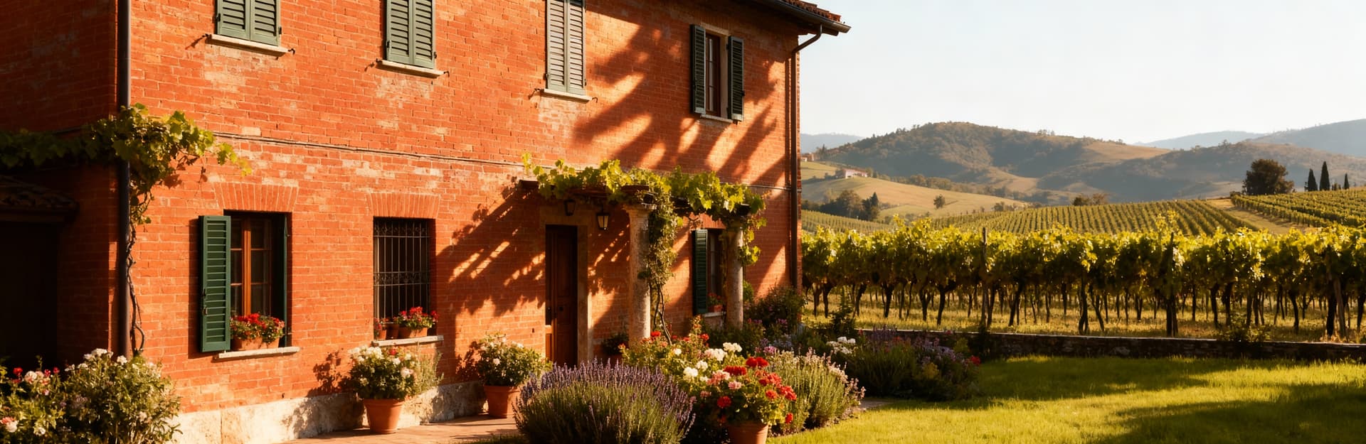 Charming agricultural estates for sale in the picturesque countryside of Asti, Piemonte, surrounded by vineyards and hills.