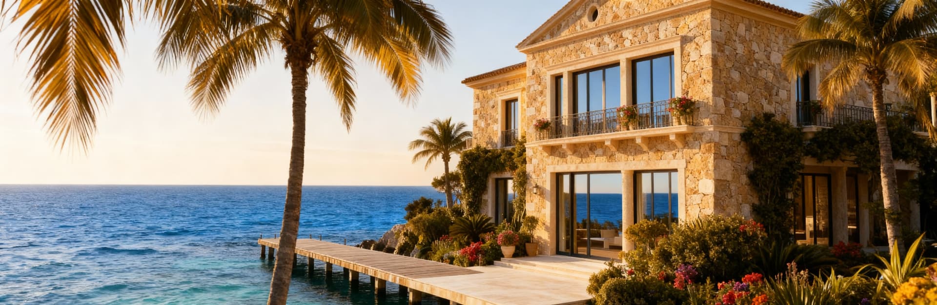 Luxury properties for sale by the coast, featuring elegant villas and charming palaces with stunning sea views and lush surroundings.