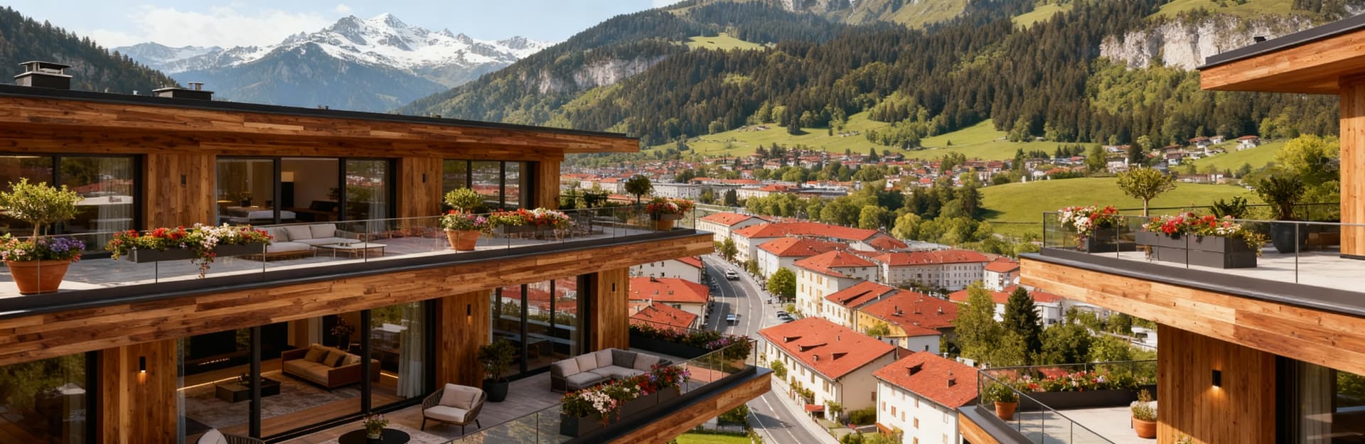 Attico elegante a Bolzano con vista panoramica, arredi moderni e ampie vetrate, immerso in un paesaggio esclusivo.