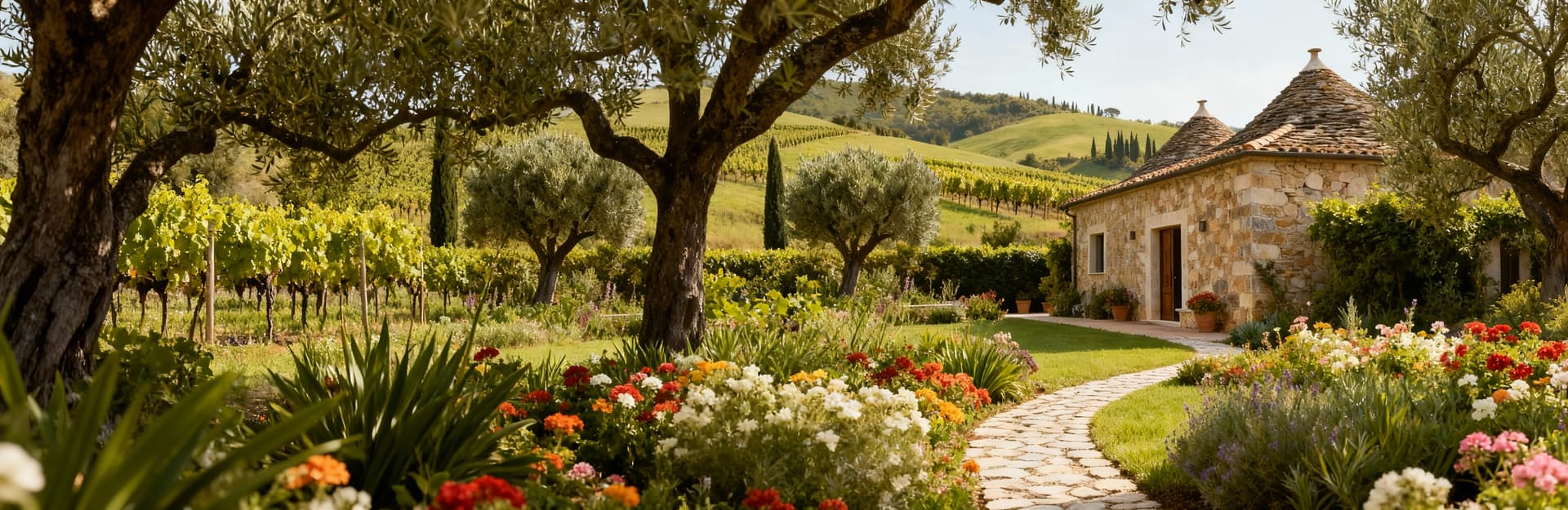 Case indipendenti in vendita a Siena, rustico ristrutturato con vista su colline verdi, vigneti e giardino fiorito.