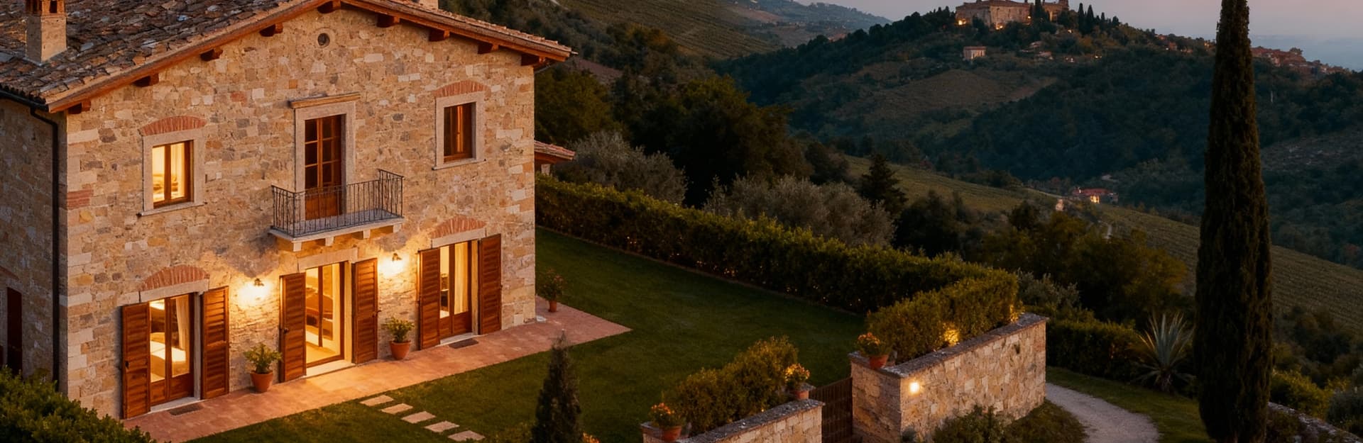 Case indipendenti di lusso in vendita a Padova, circondate da colline e borghi medievali, con eleganti finiture in pietra e legno.