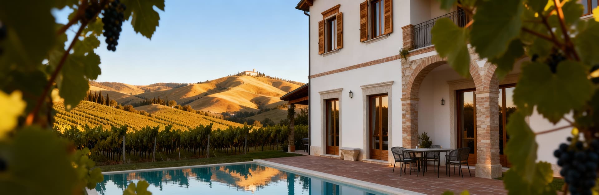 Historic buildings for sale in Fermo countryside, surrounded by hills and vineyards, offering unique luxury investment opportunities.