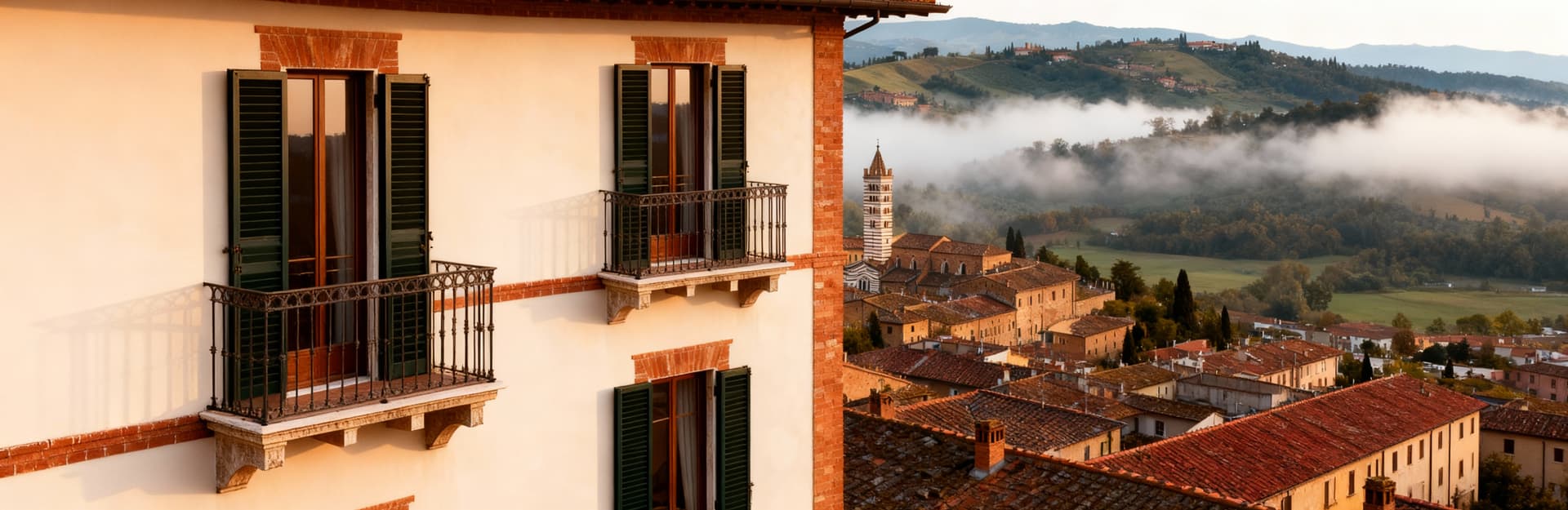 Luxury penthouses for sale in Siena, showcasing stunning views of historic rooftops and beautiful Tuscan hills.