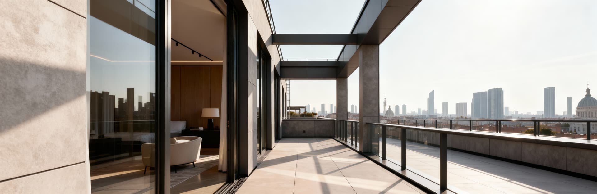 Luxury penthouses for sale in Milan with stunning terraces and upscale interiors in central residential neighborhoods.