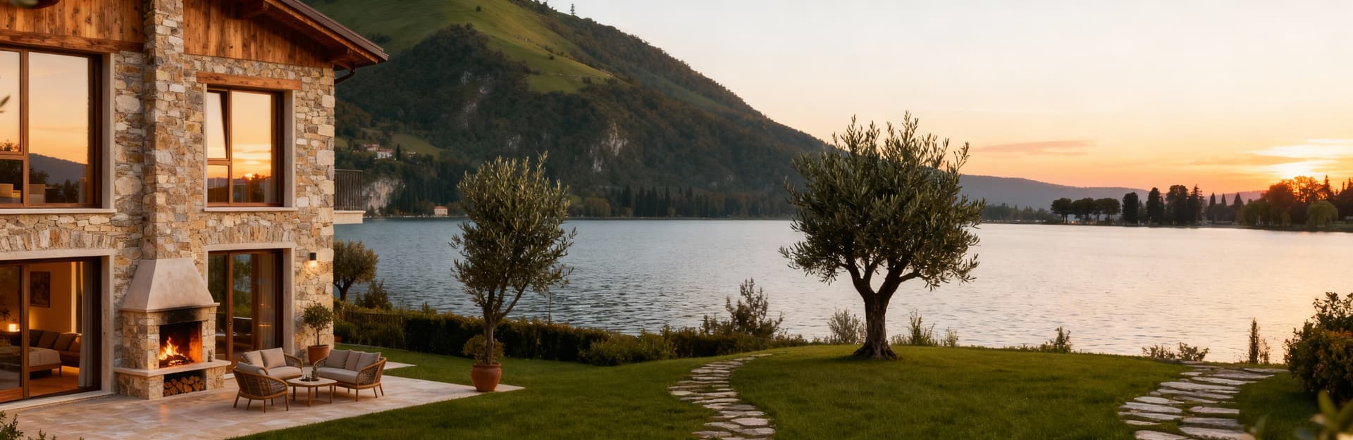Charming independent homes for sale by Lake Garda in Lombardy, featuring stunning views, lush hills, and historic towns.