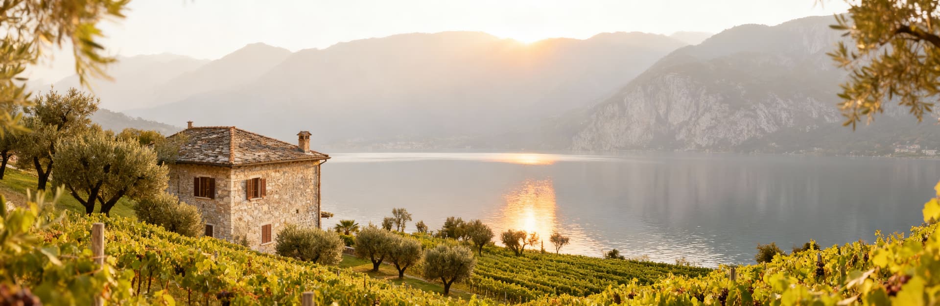 Rustico in vendita affacciato sul Lago di Garda, con pietra locale, tetto in coppi, circondato da uliveti e vigneti.
