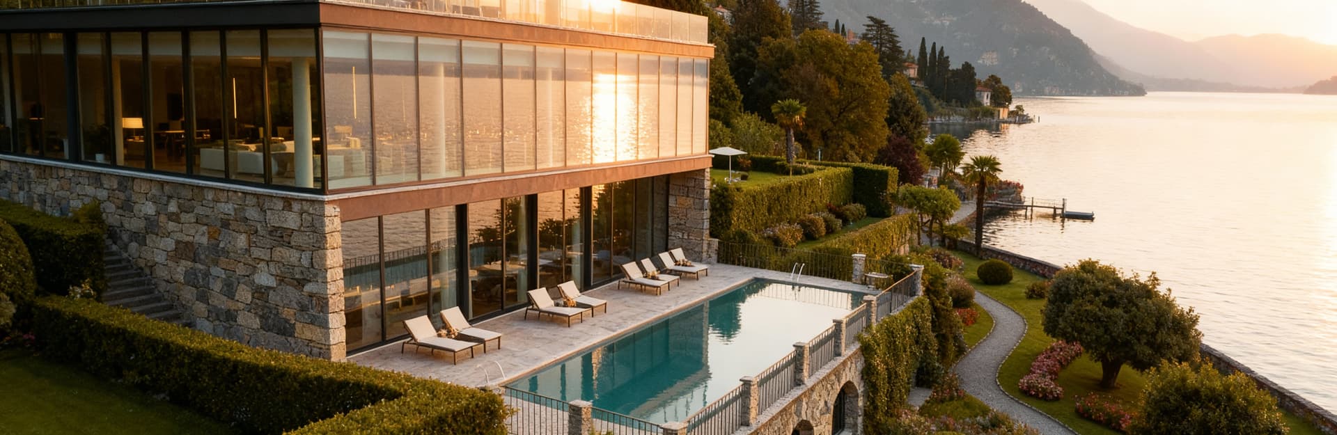 Hotels for sale at Lake Maggiore, showcasing stunning natural scenery and appealing to international tourists.