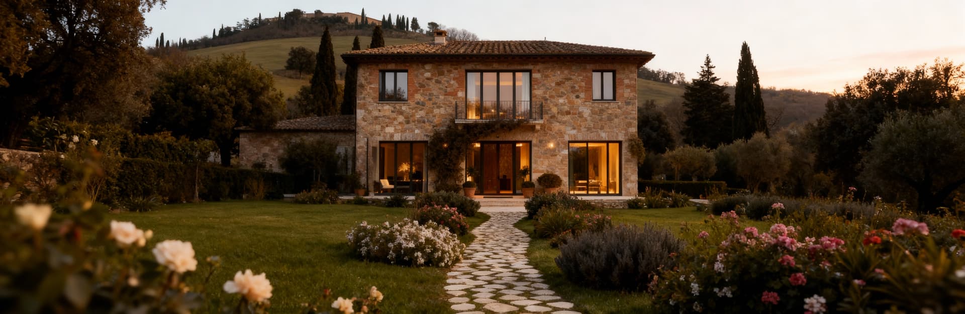 Charming villas for sale in Rieti, surrounded by lush gardens and stunning mountain views in Italy's green heart.