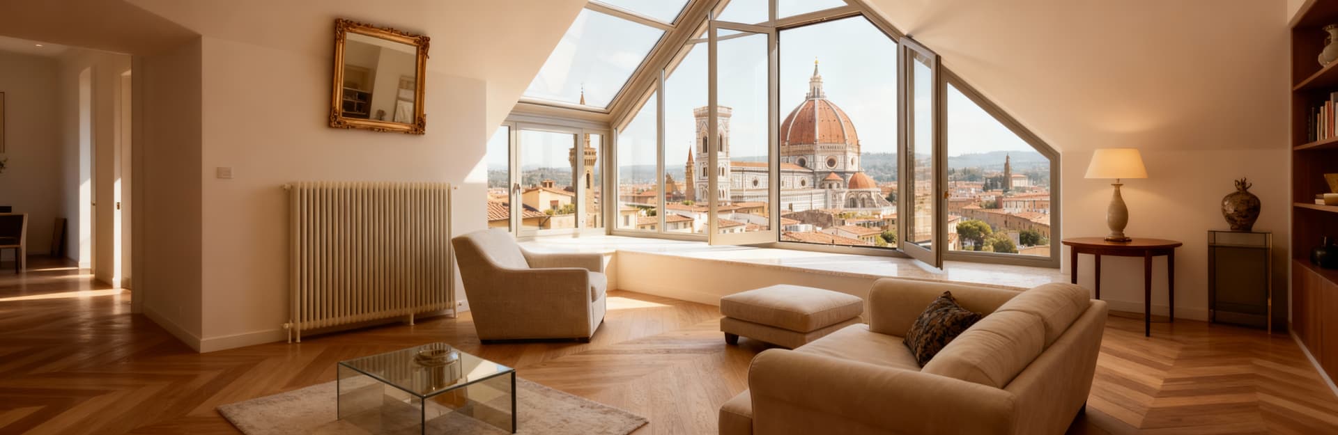 Luxury penthouses for sale in Florence, featuring breathtaking views of the Duomo and the Tuscan hills.