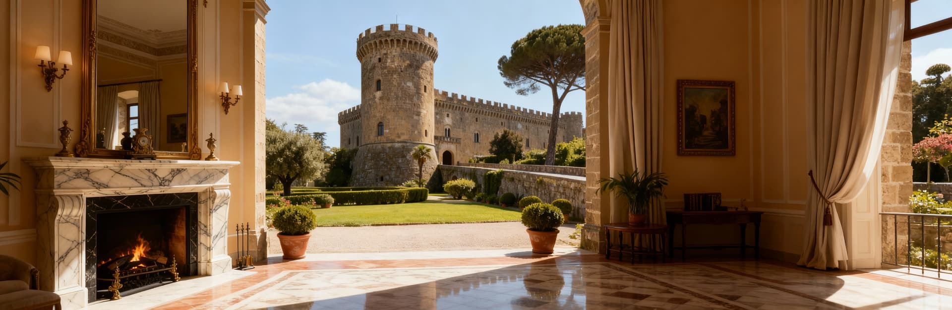 Historic castles for sale in Viterbo's countryside, featuring medieval charm, expansive gardens, and striking architecture.