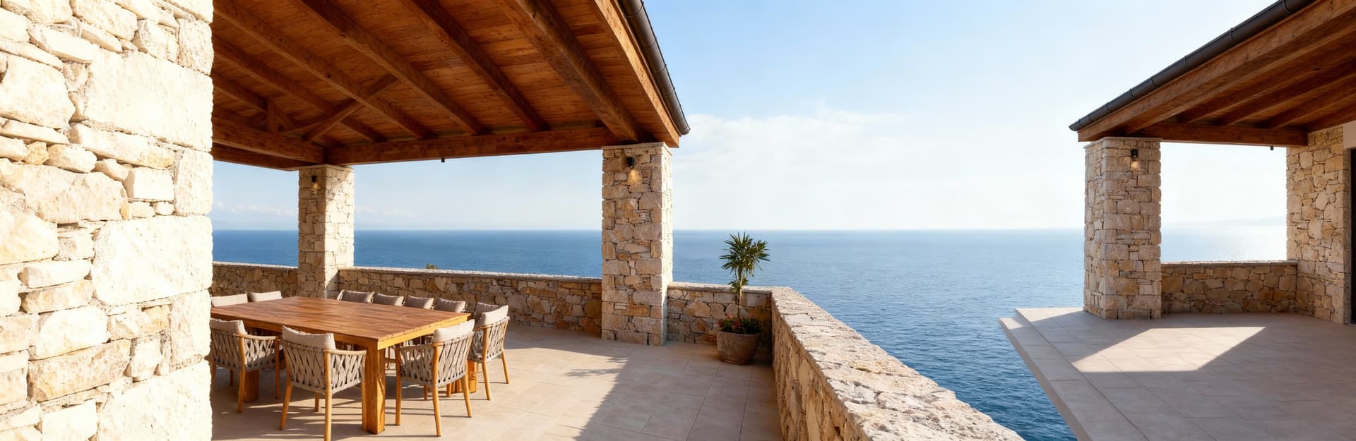 Stylish coastal properties for sale in Gorizia, featuring panoramic terraces and spacious living areas, surrounded by stunning landscapes.