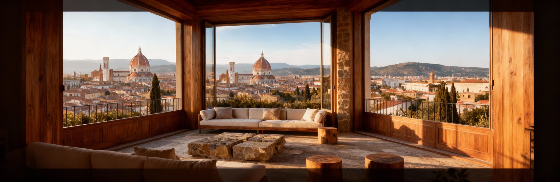 Luxury penthouses for sale in Florence countryside, featuring stunning views of the Duomo from hilltop locations.