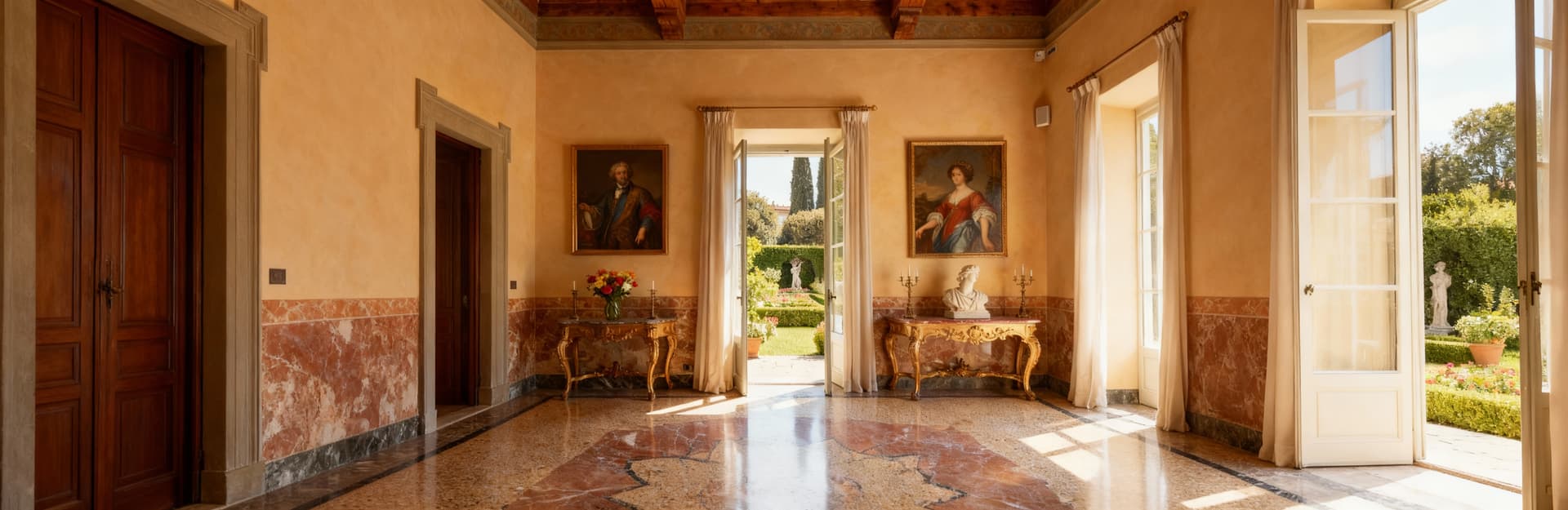 Luxury villa apartments for sale in Florence, featuring elegant interiors and private historic gardens.