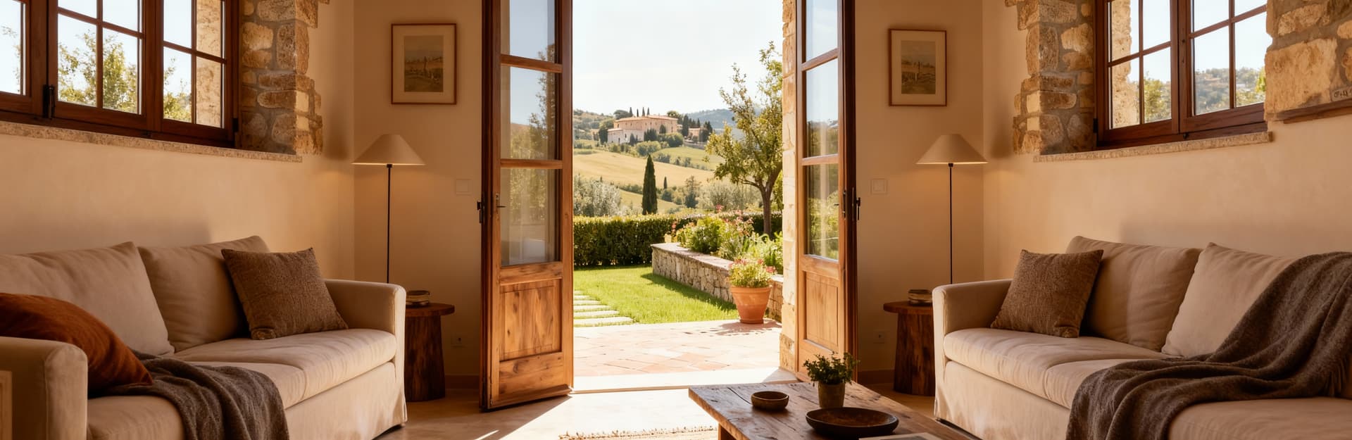 Independent farms for sale in Perugia's countryside, featuring private gardens and tranquil surroundings.