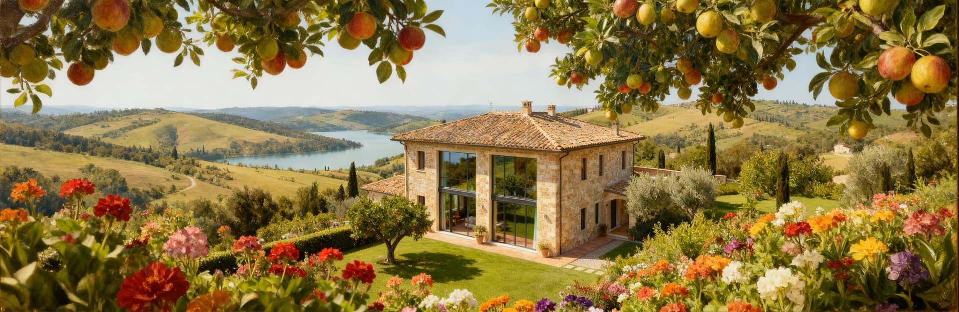 Independent houses for sale in Perugia, countryside location, featuring stunning lake views and inviting interiors.