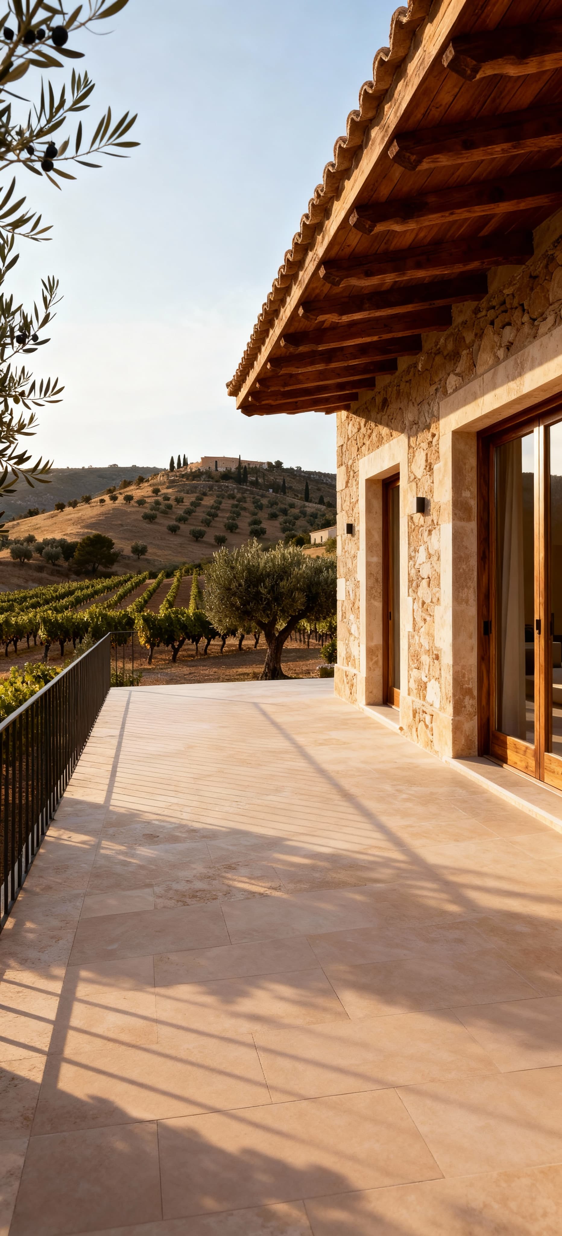 Elegante villa in vendita a Caltanissetta, circondata da vigneti e uliveti, con architettura tradizionale siciliana.