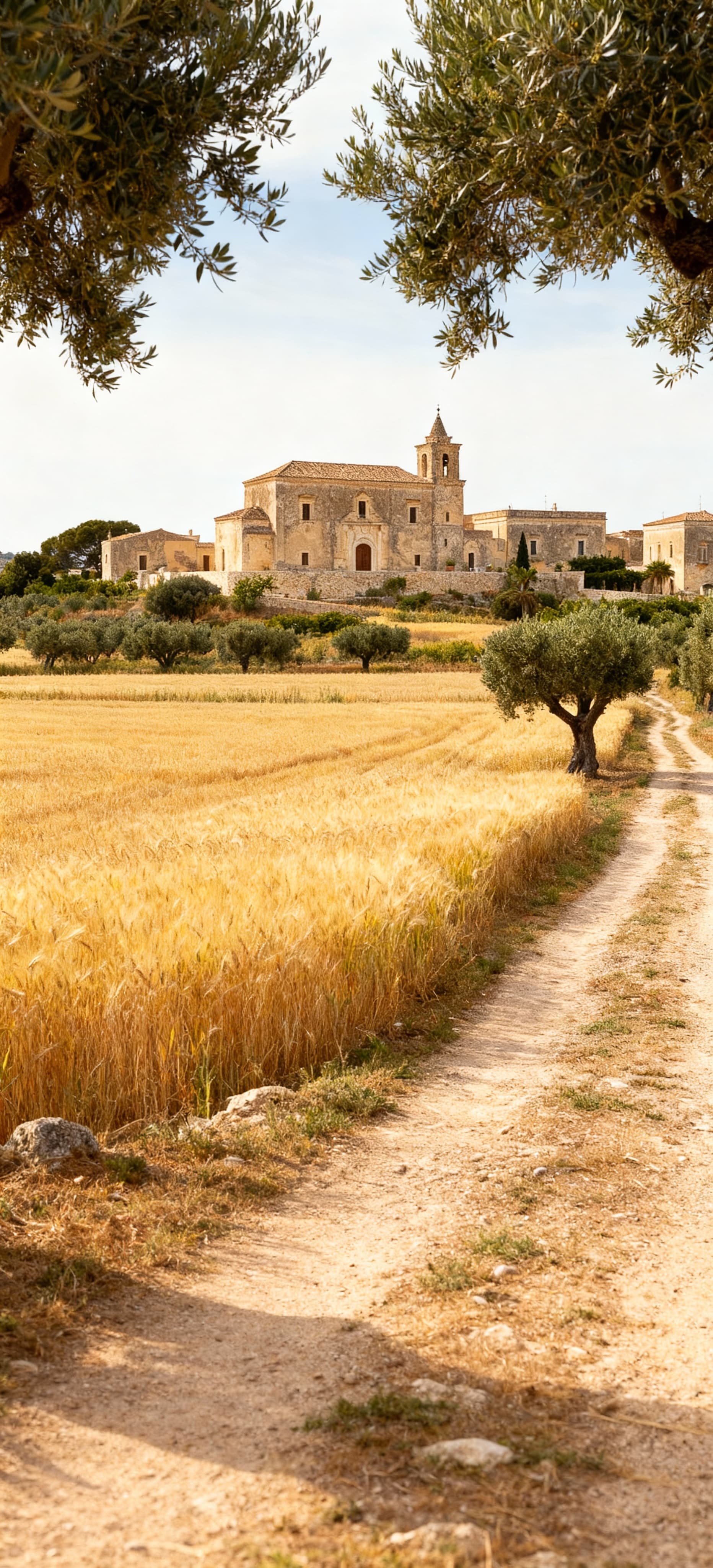 Charming countryside properties for sale in Syracuse province, surrounded by wheat fields and ancient olive trees.