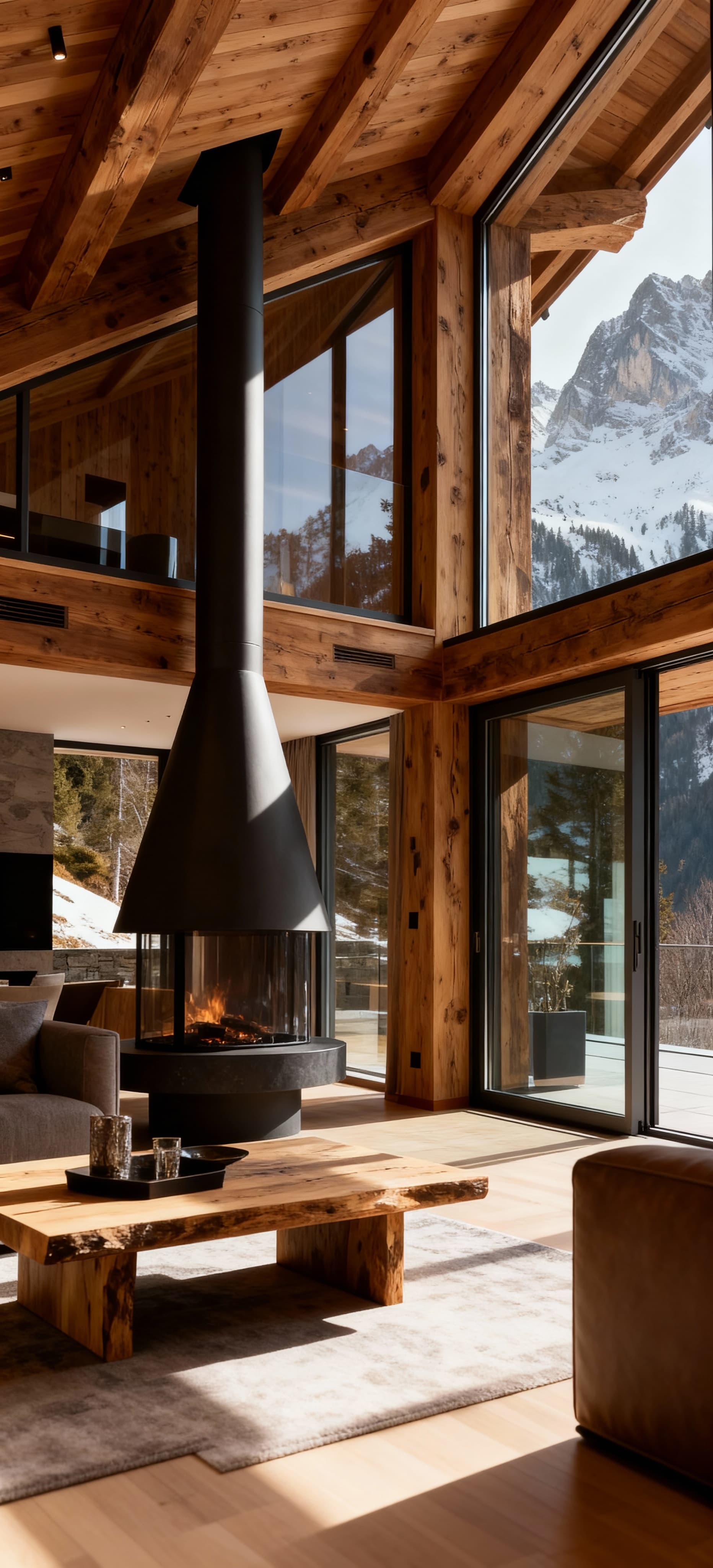 Luxury apartments for sale in the Alps, featuring stunning mountain views and elegant architecture in a pristine natural setting.