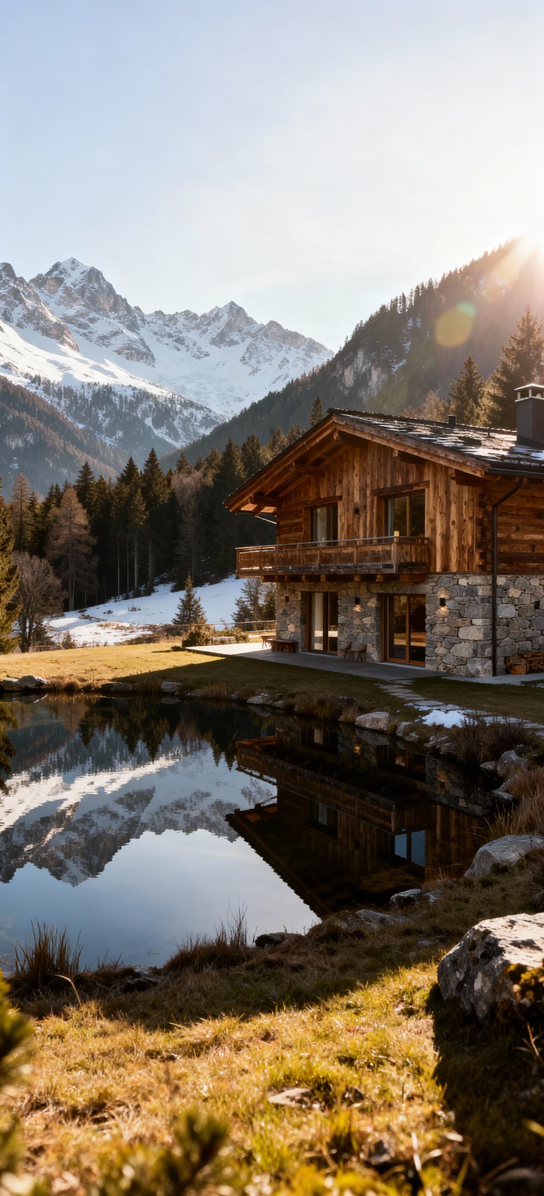 Stunning mountain villas for sale in the Alps, surrounded by nature, offering tranquility and breathtaking views.