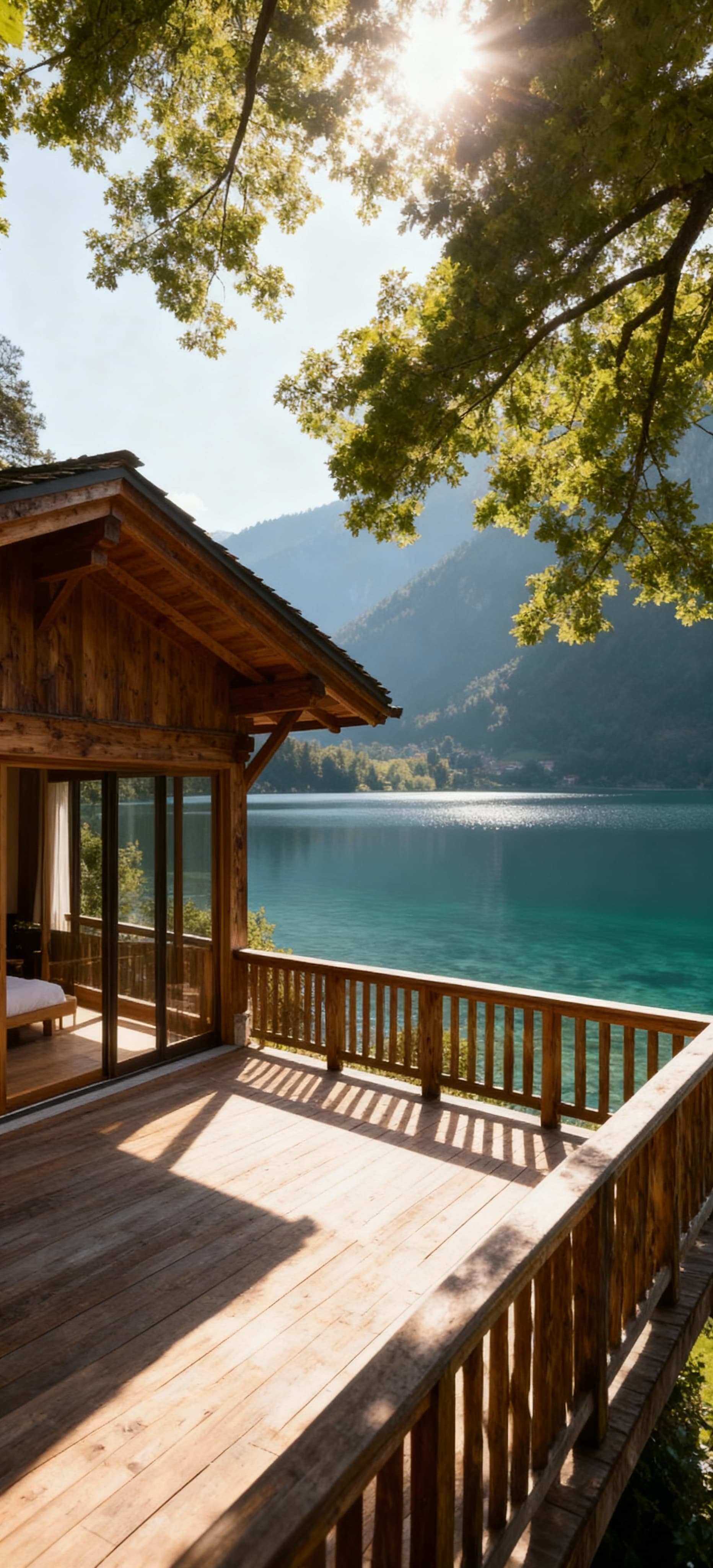 Rustico in vendita ad Arezzo, immerso nella natura con vista su lago cristallino e ampia terrazza in legno.