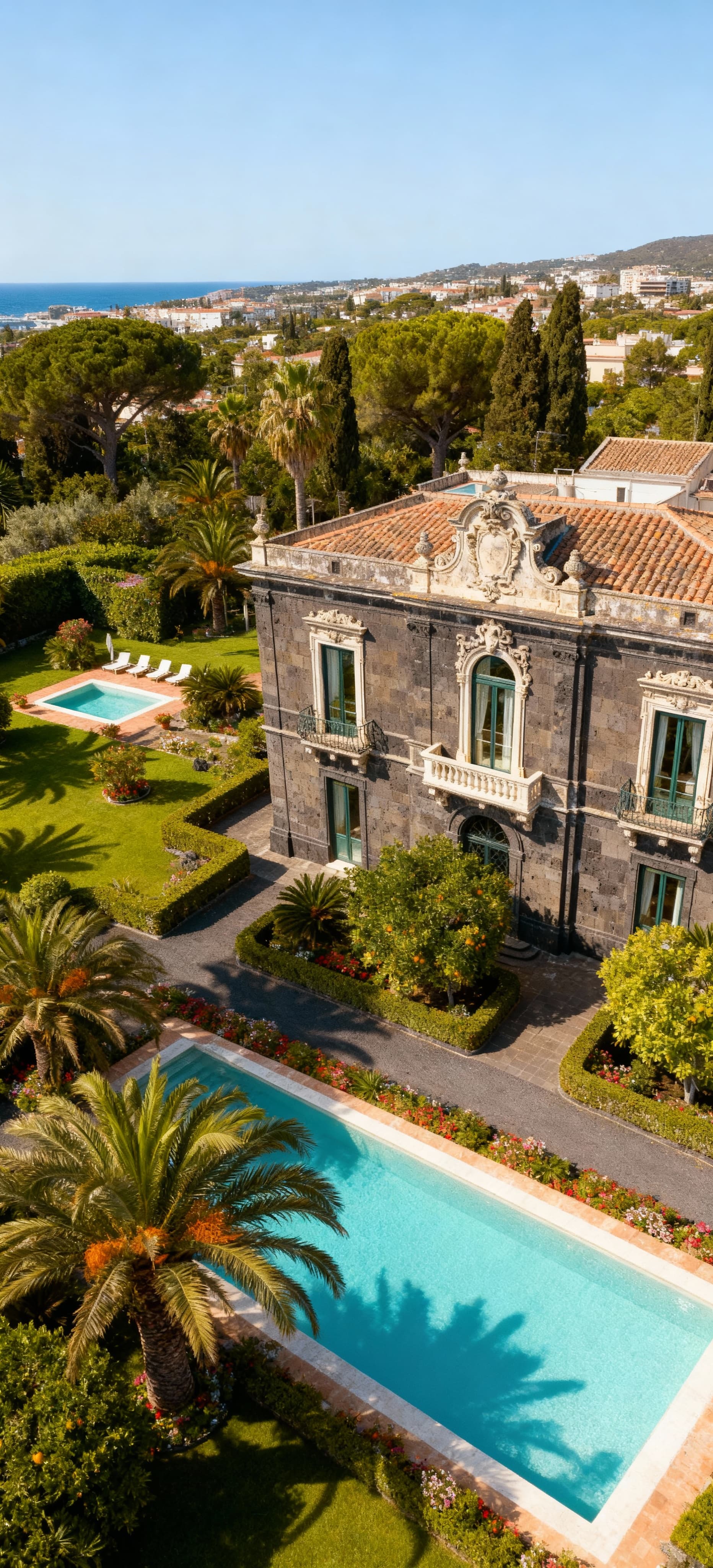 Luxury properties for sale in Catania, Sicily, featuring elegant villas, panoramic penthouses, and historic dwellings amidst stunning landscapes.