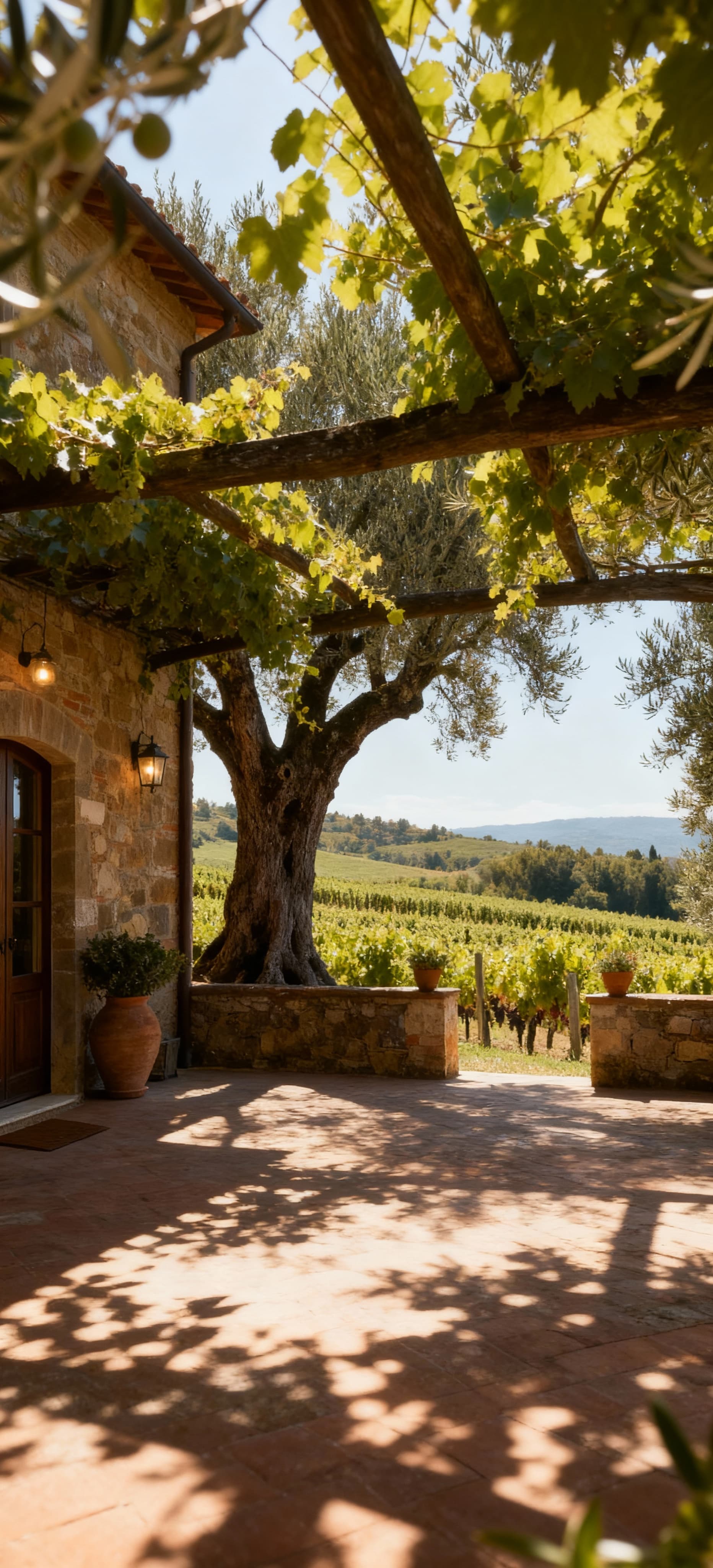 Charming agriturismo for sale in Chianti countryside, surrounded by vineyards, olive groves, and historic villages.