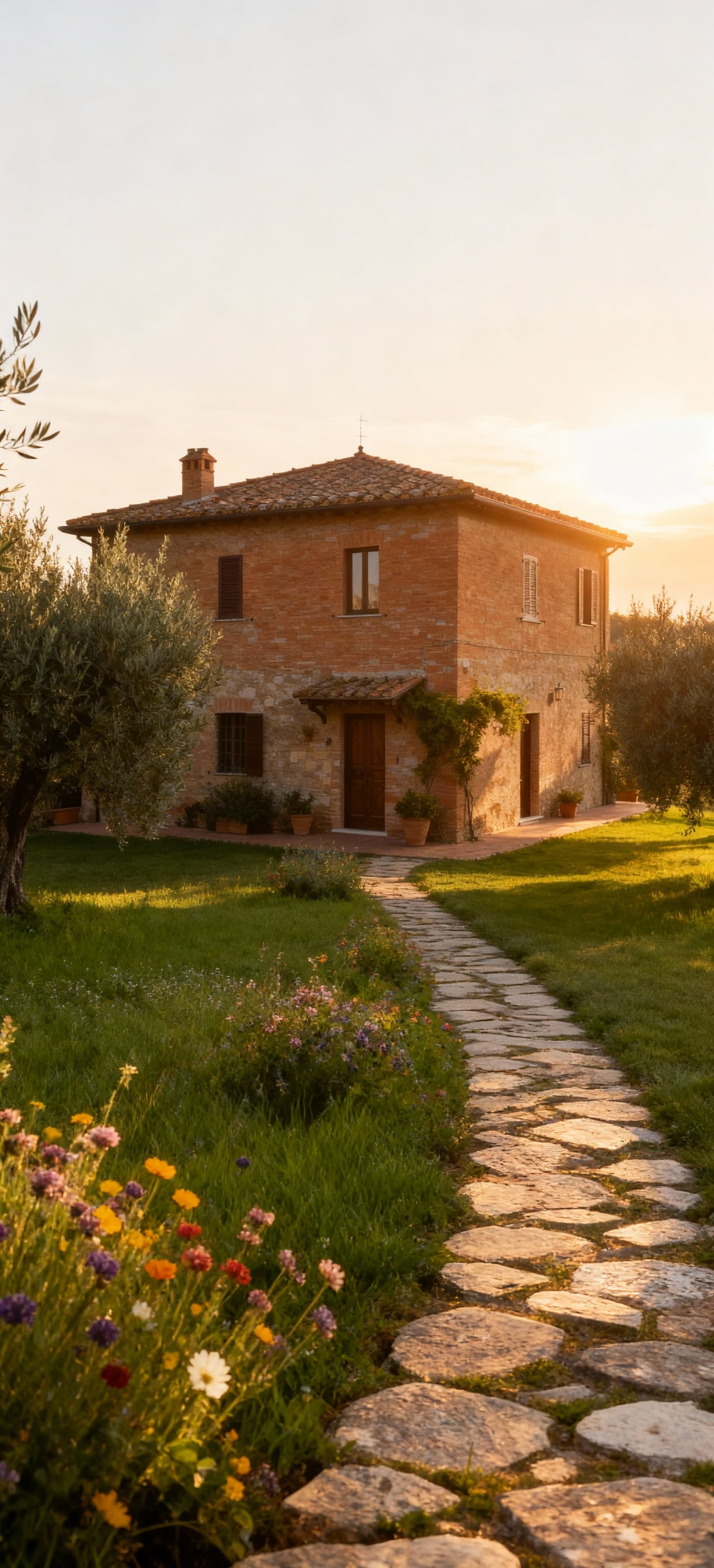 Charming agriturismos for sale in the Perugia countryside, surrounded by rolling hills, vineyards, and olive groves.