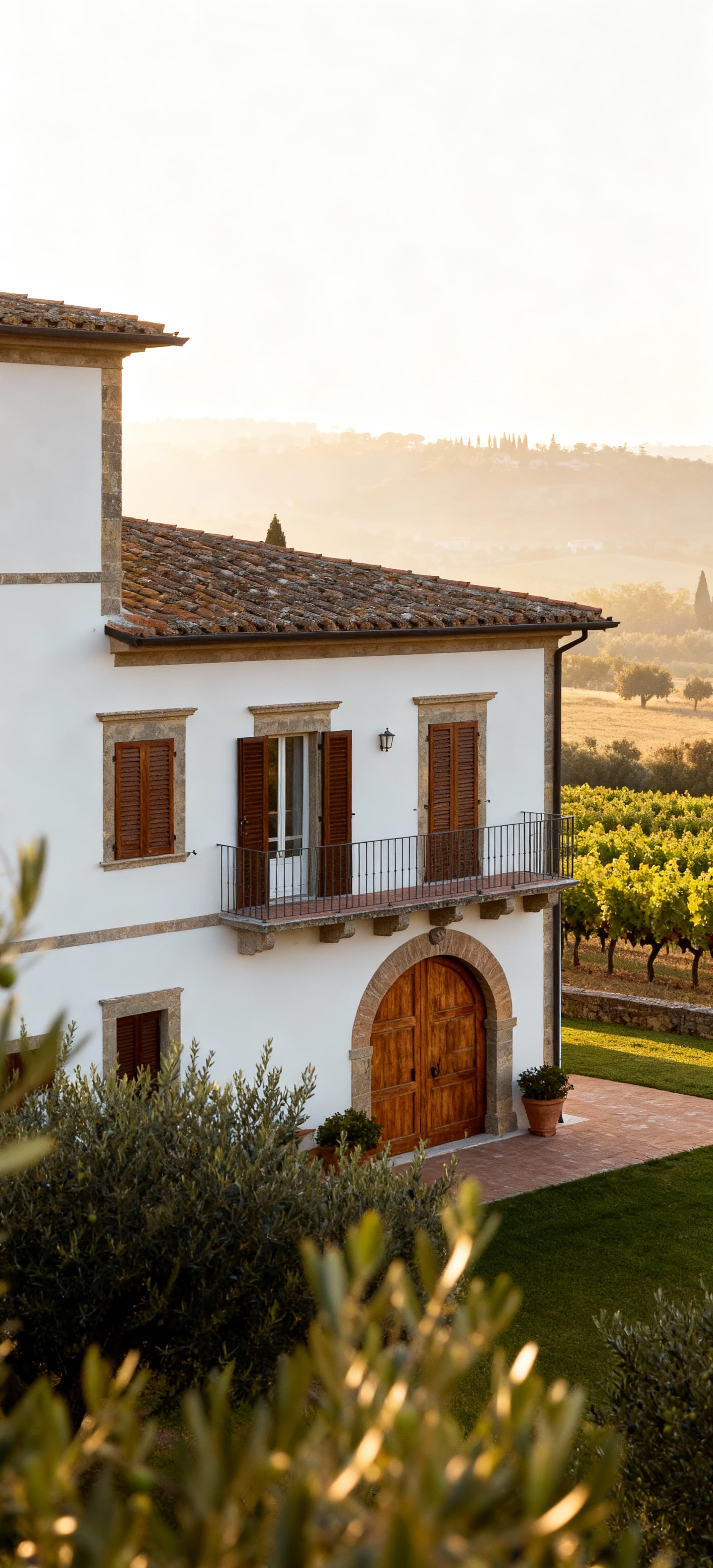 Stunning villas for sale in Viterbo, Lazio, surrounded by picturesque landscapes of hills, vineyards, and olive groves.