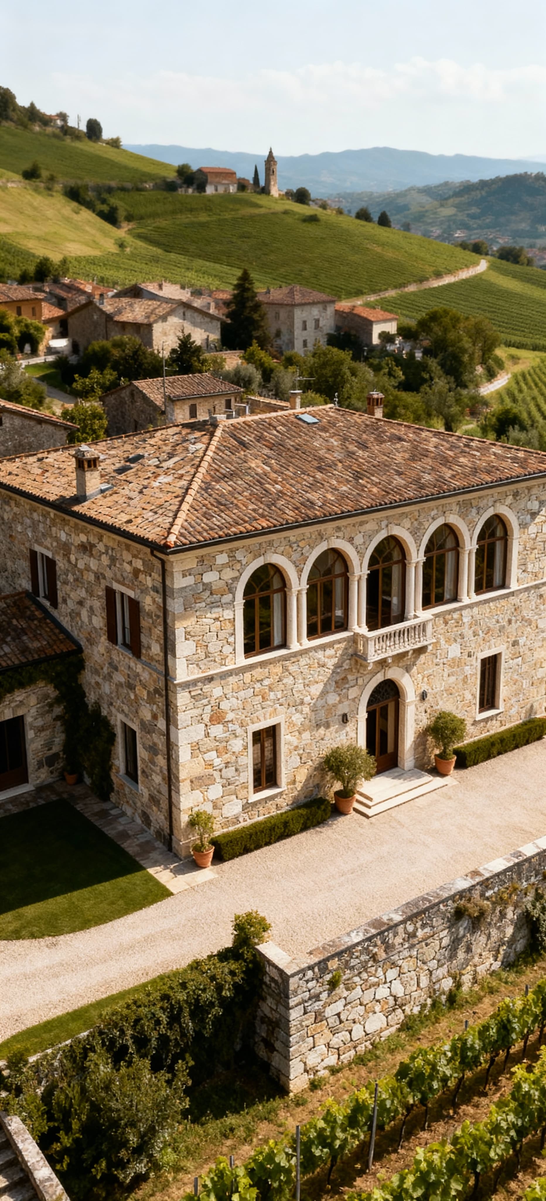 Stunning villas for sale in Brescia, Lombardy, set in a picturesque countryside filled with greenery and historic charm.