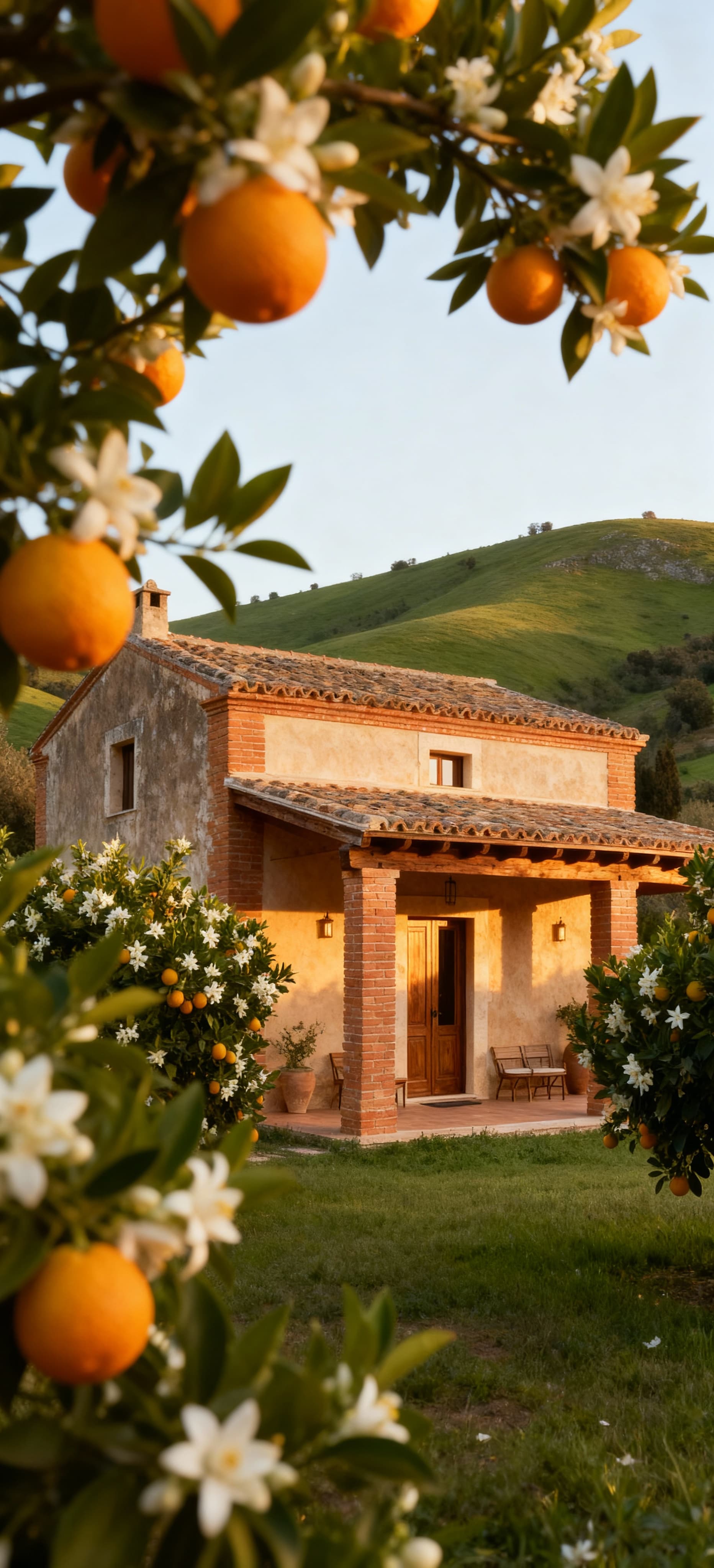 Rustic homes for sale in Syracuse, Sicily, surrounded by citrus groves and hills, showcasing beautiful architecture and stunning views.