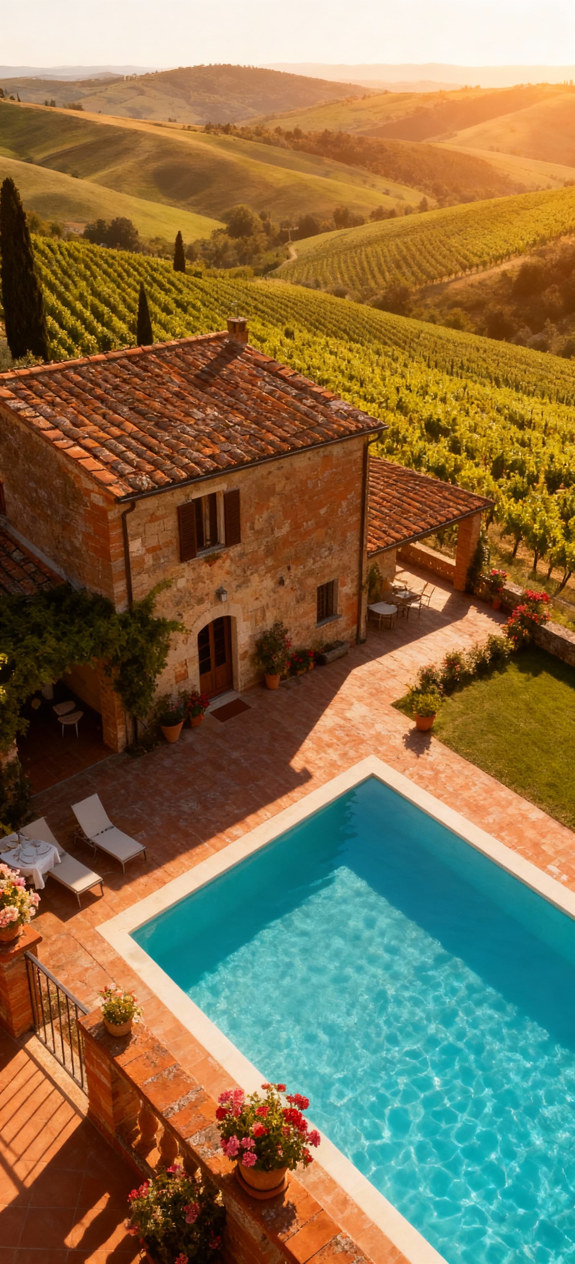 Luxurious villas for sale in Lucca's countryside, Tuscany, surrounded by olive groves and stunning mountain views.