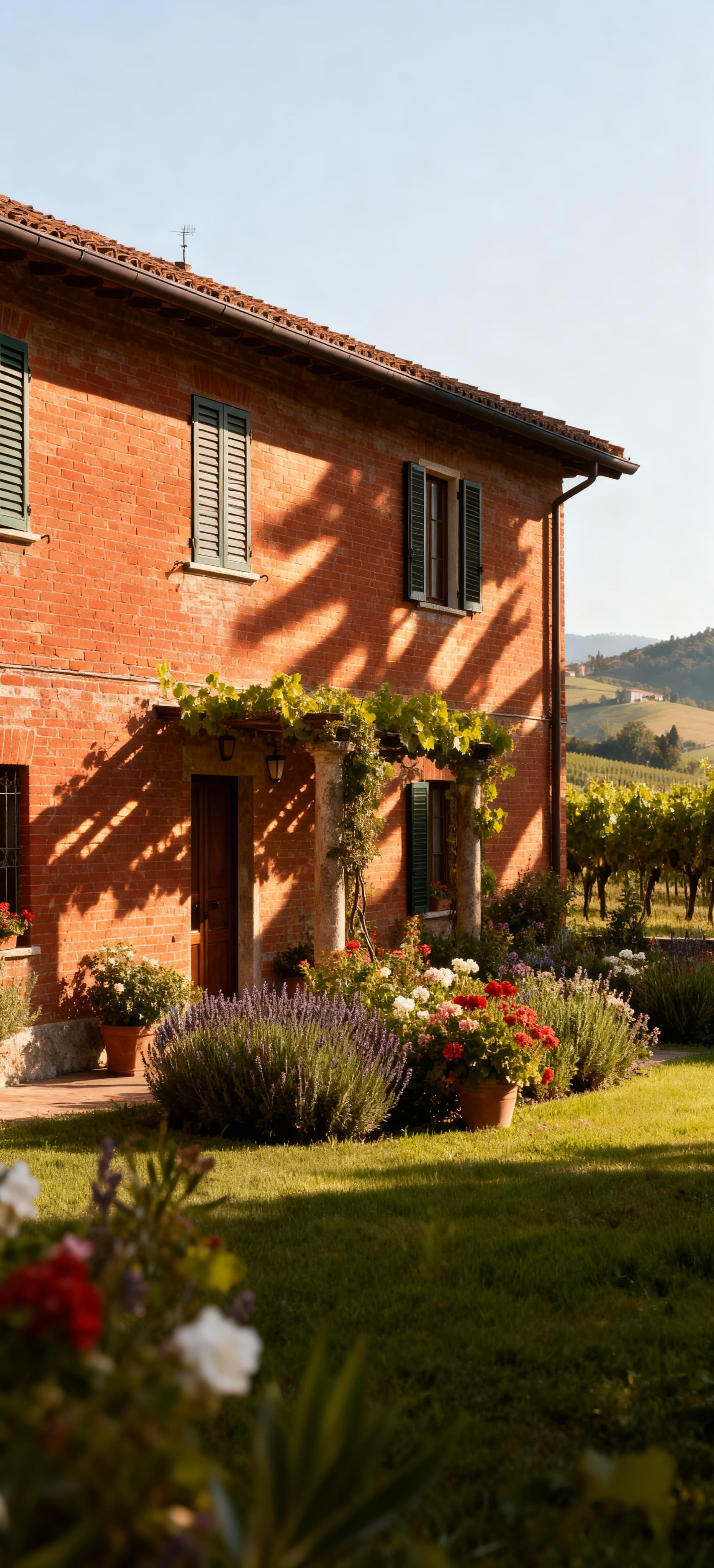 Charming agricultural estates for sale in the picturesque countryside of Asti, Piemonte, surrounded by vineyards and hills.