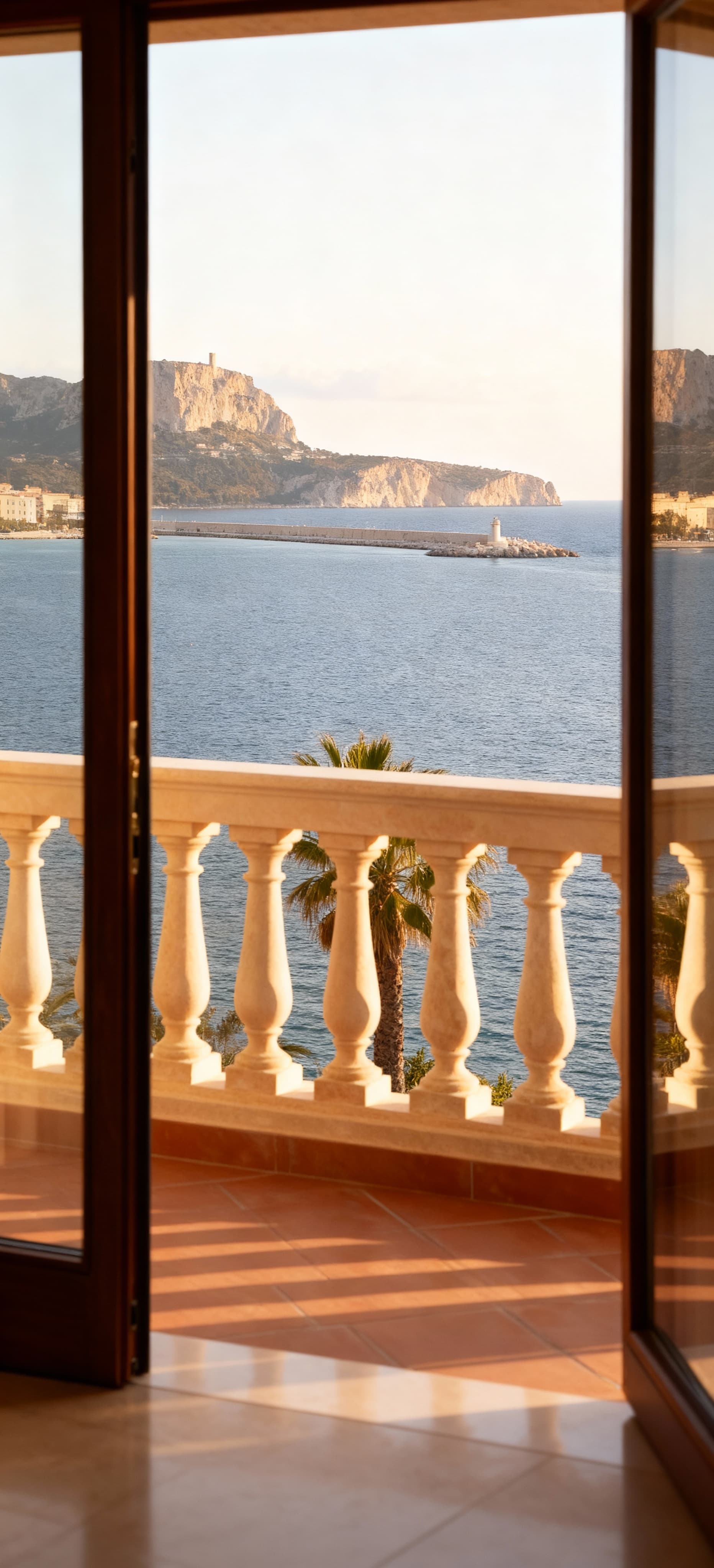 Elegante appartamento in vendita a Cagliari, con vista sul Golfo degli Angeli e luminose finiture in vetro e legno.