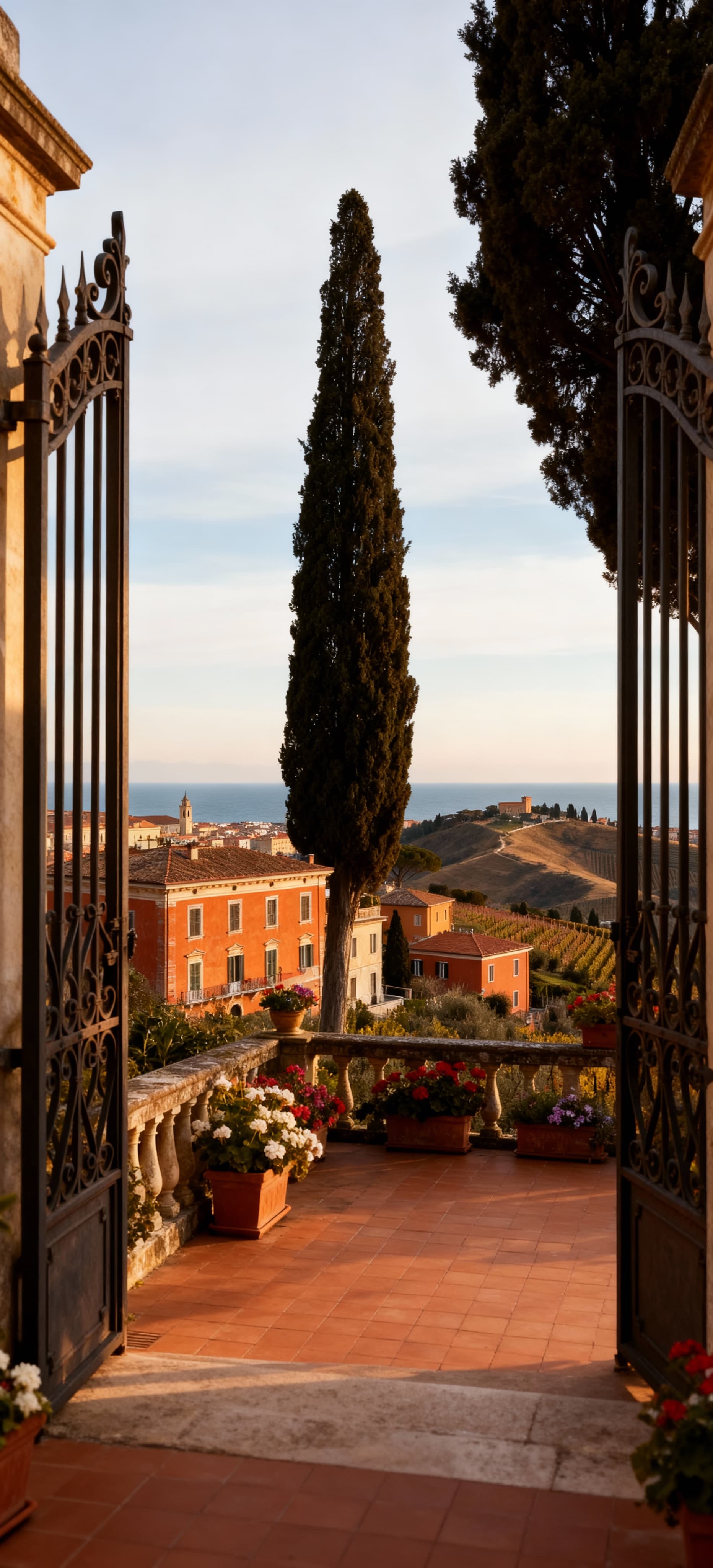 Agricultural real estate for sale in Livorno, Tuscany, featuring scenic vineyards and olive groves near the coastline.