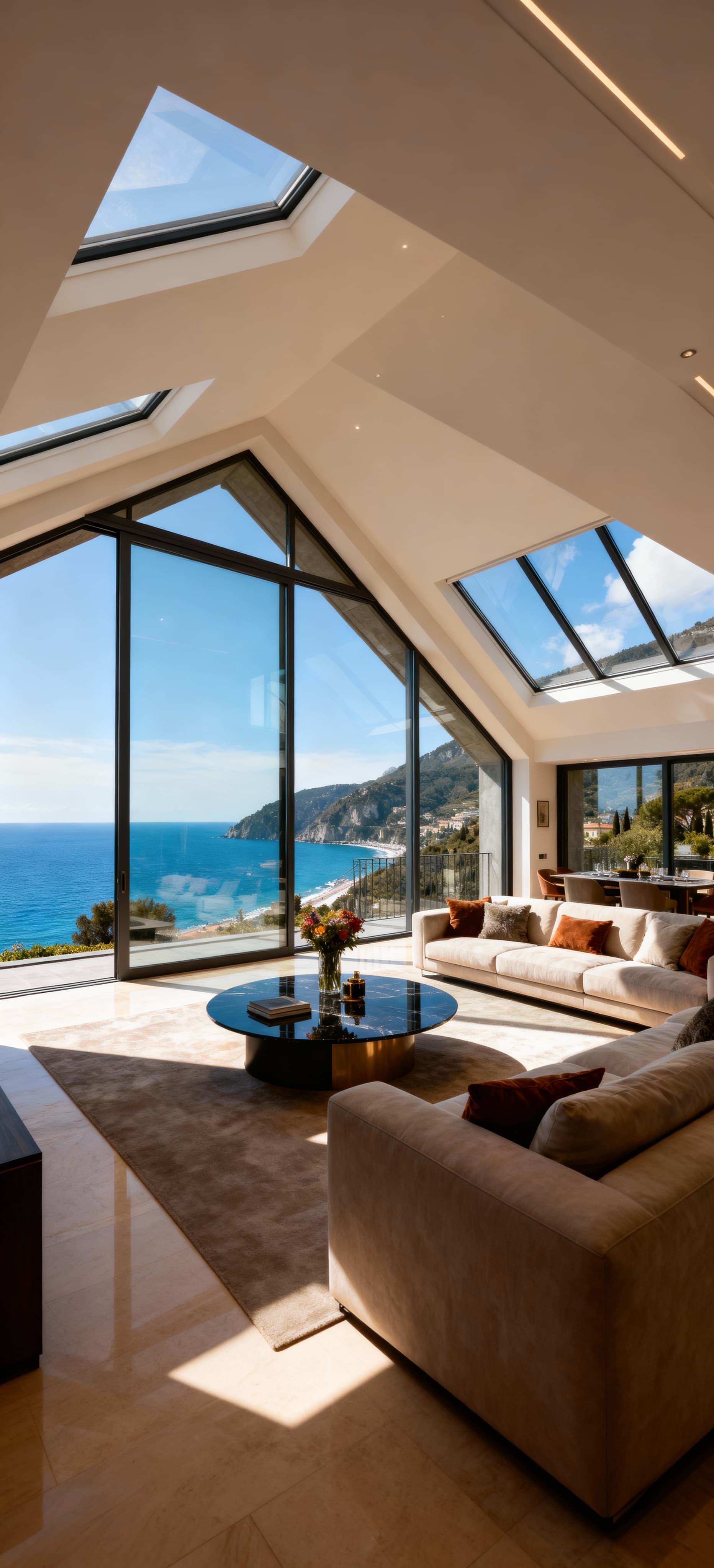 Luxury penthouses for sale in Liguria, showcasing stunning sea views, elegant interiors, and beautiful coastal living.