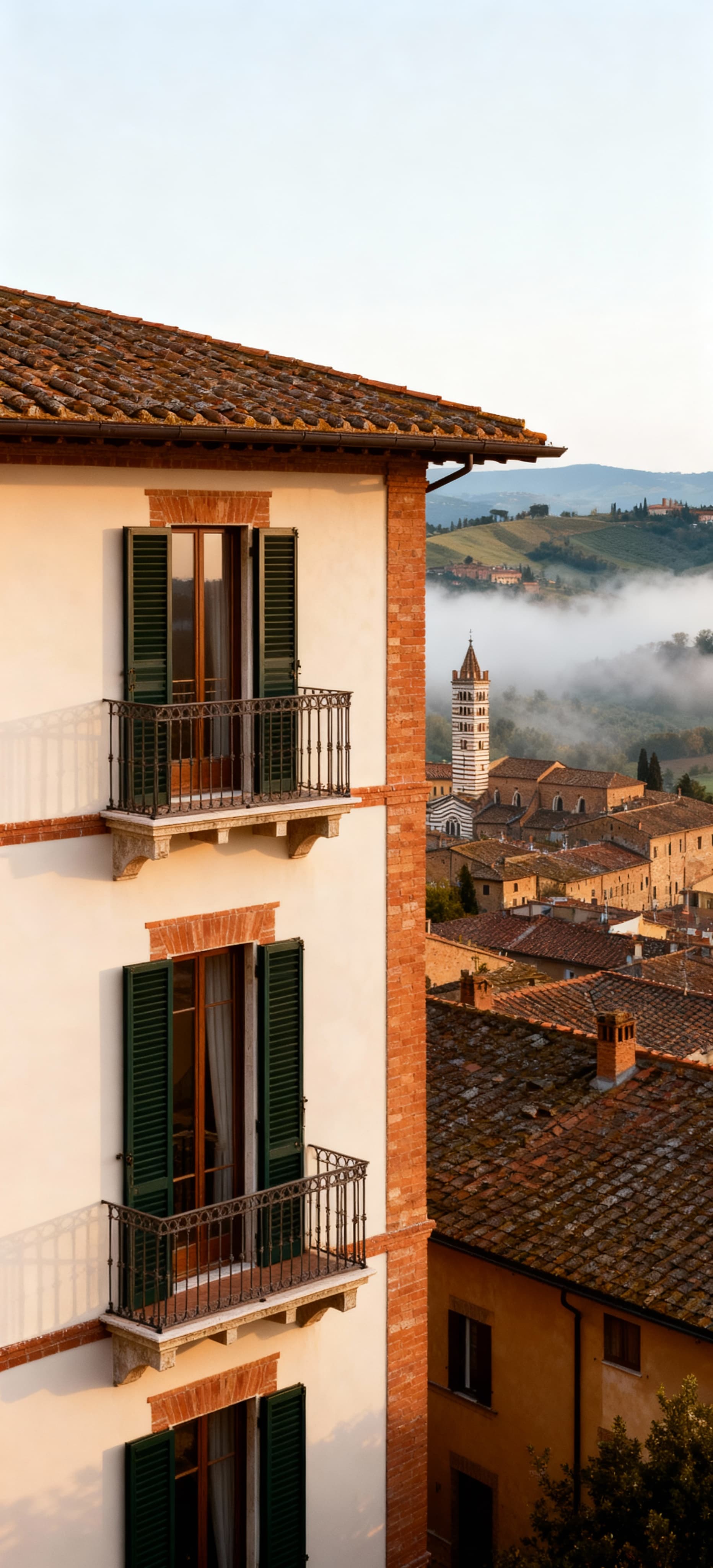 Luxury penthouses for sale in Siena, showcasing stunning views of historic rooftops and beautiful Tuscan hills.