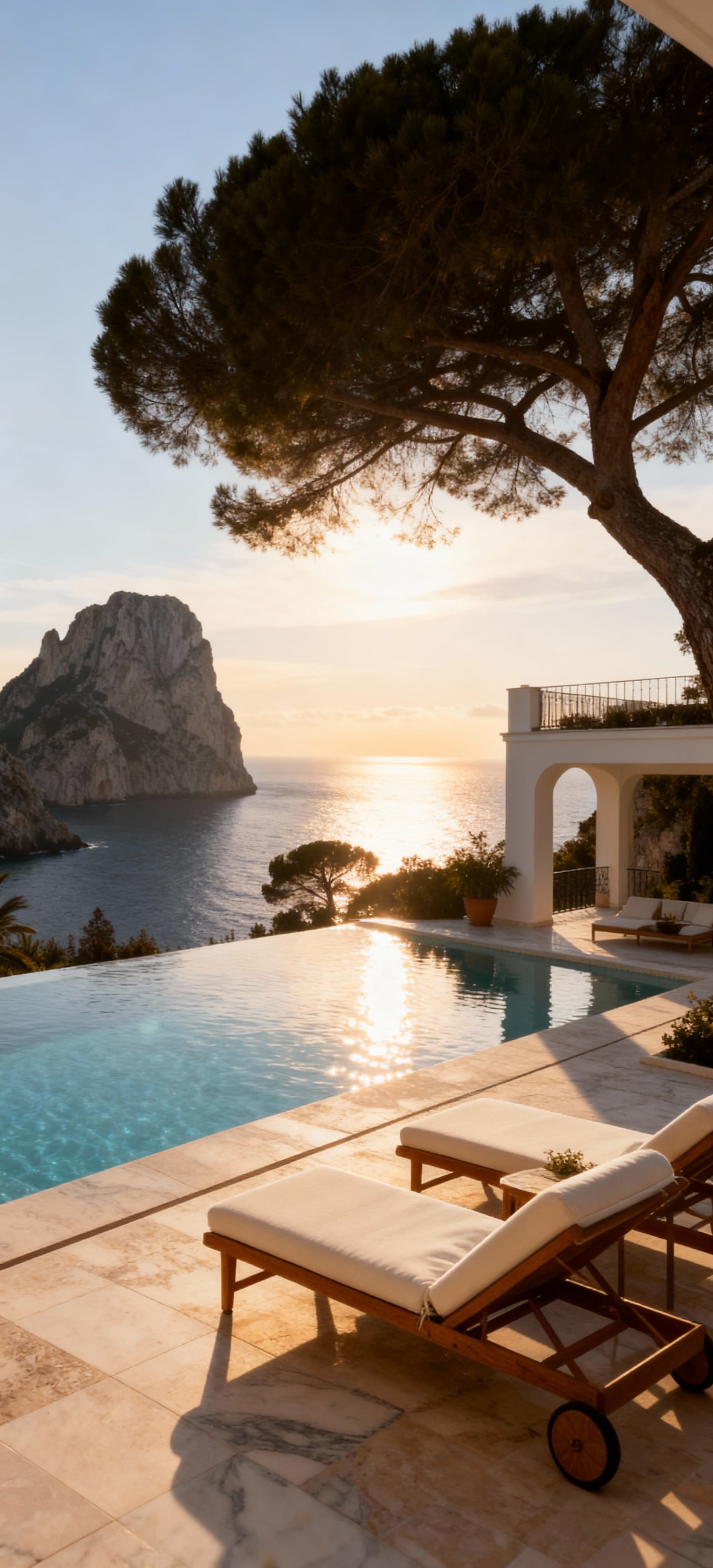 Luxury real estate for sale in Capri's seaside area featuring stunning views of the Faraglioni and exclusive Mediterranean villas.