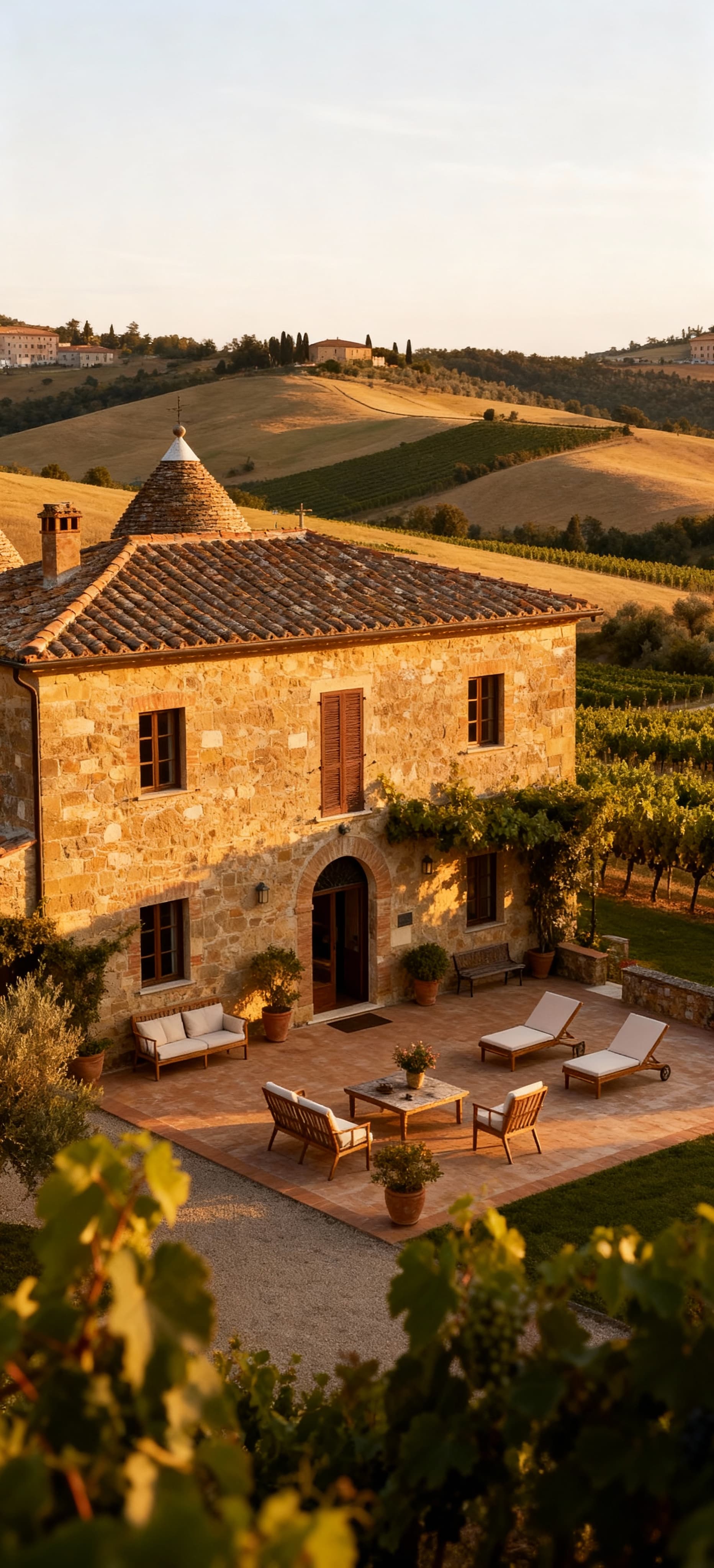 Casale in vendita nel Val d'Orcia, circondato da colline e vigneti, in un'atmosfera di bellezza toscana.