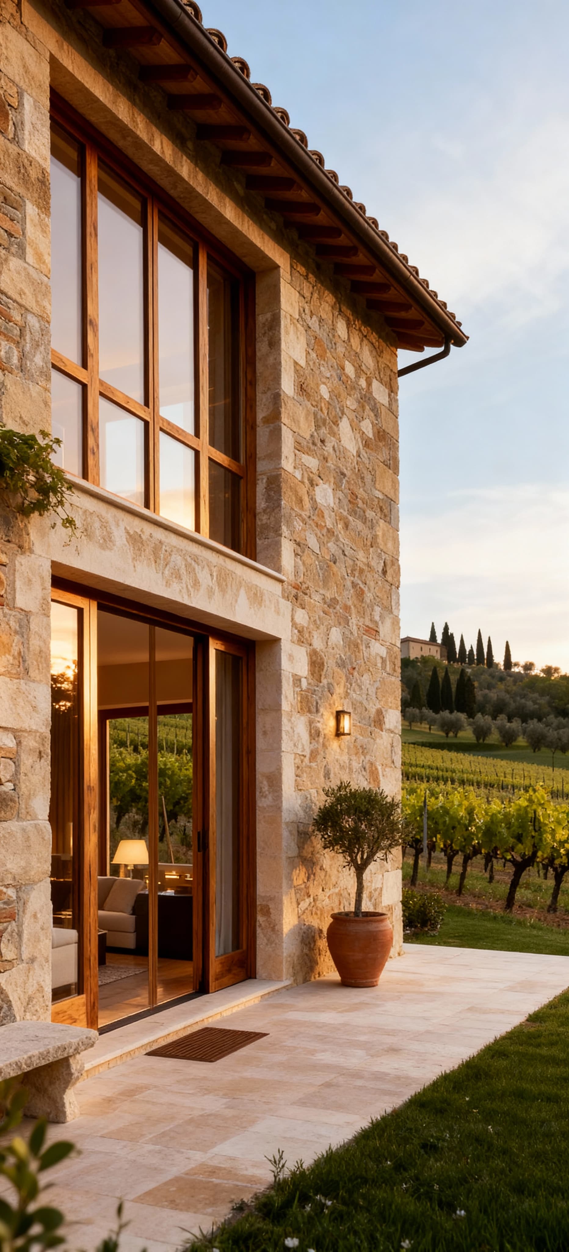 Luxury countryside villas for sale in Campania, surrounded by vineyards and olive groves, offering serene living spaces.