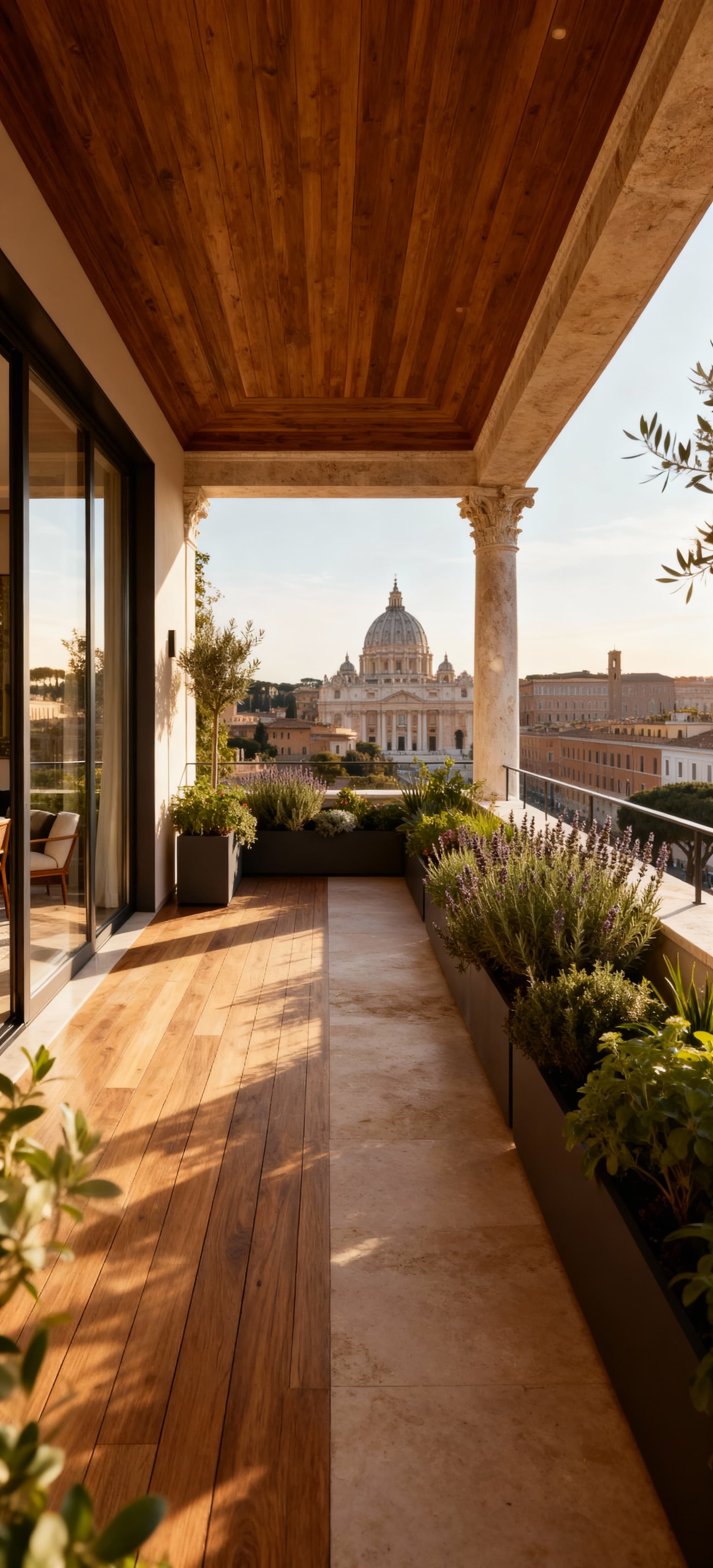 Luxury penthouses for sale in Rome, offering stunning views of historic monuments and bright, spacious living areas.