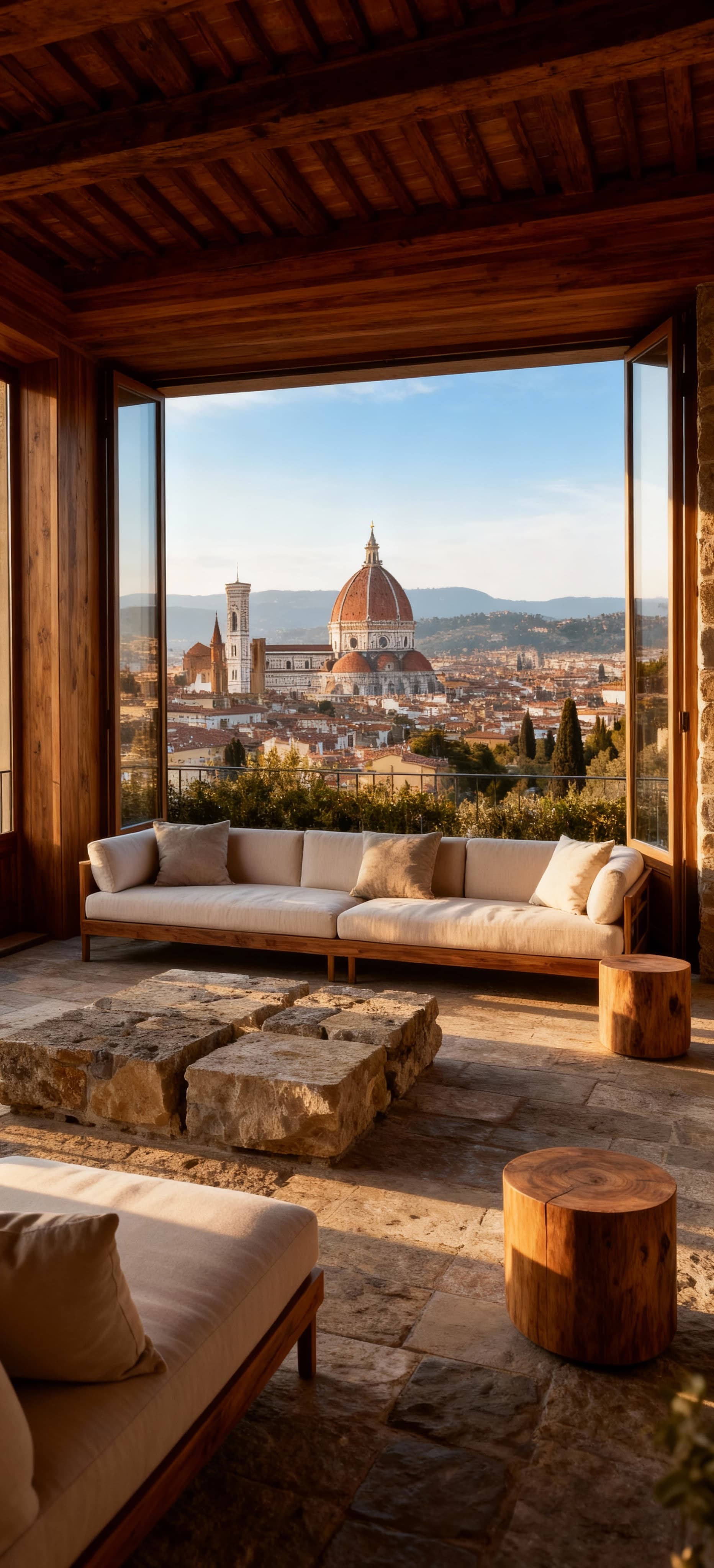 Luxury penthouses for sale in Florence countryside, featuring stunning views of the Duomo from hilltop locations.
