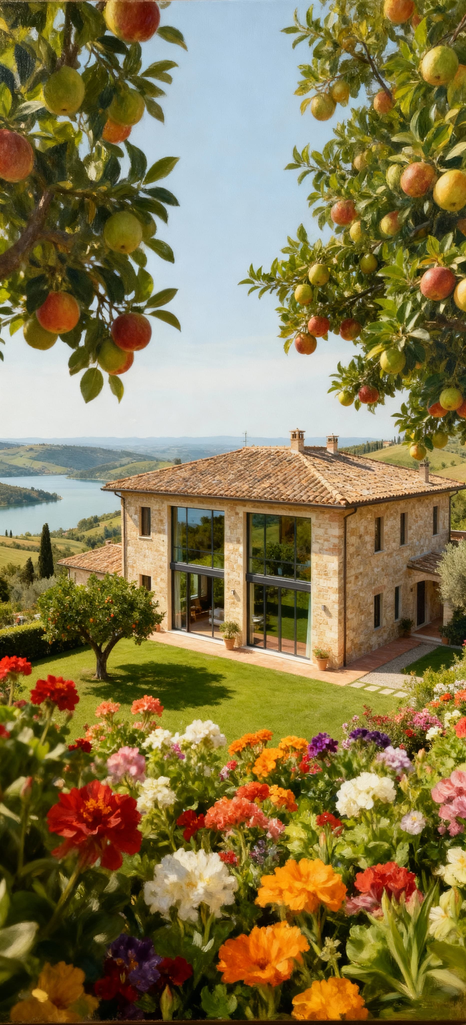Independent houses for sale in Perugia, countryside location, featuring stunning lake views and inviting interiors.